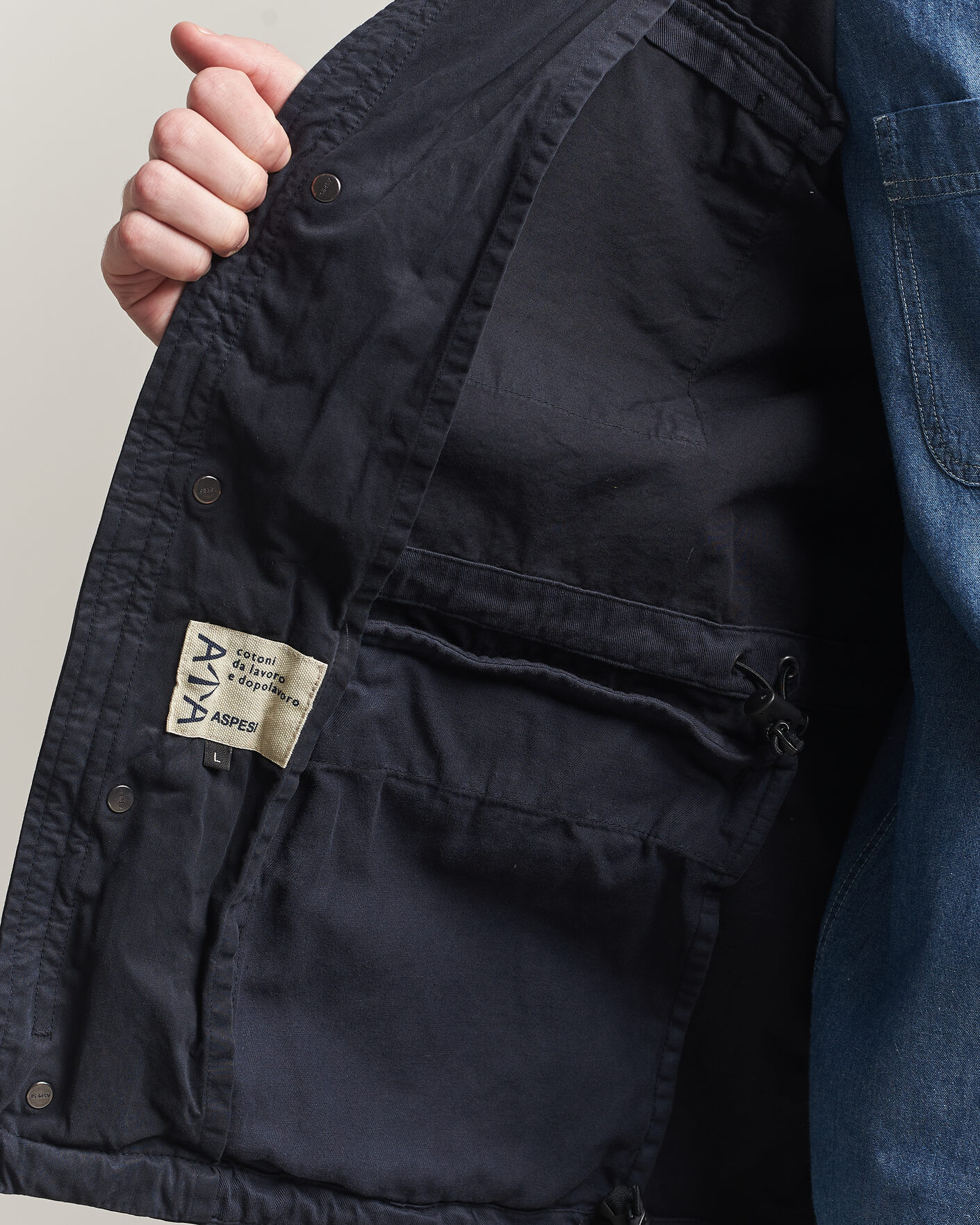 Herr | Jackor | Aspesi | Washed Cotton Field Jacket Navy