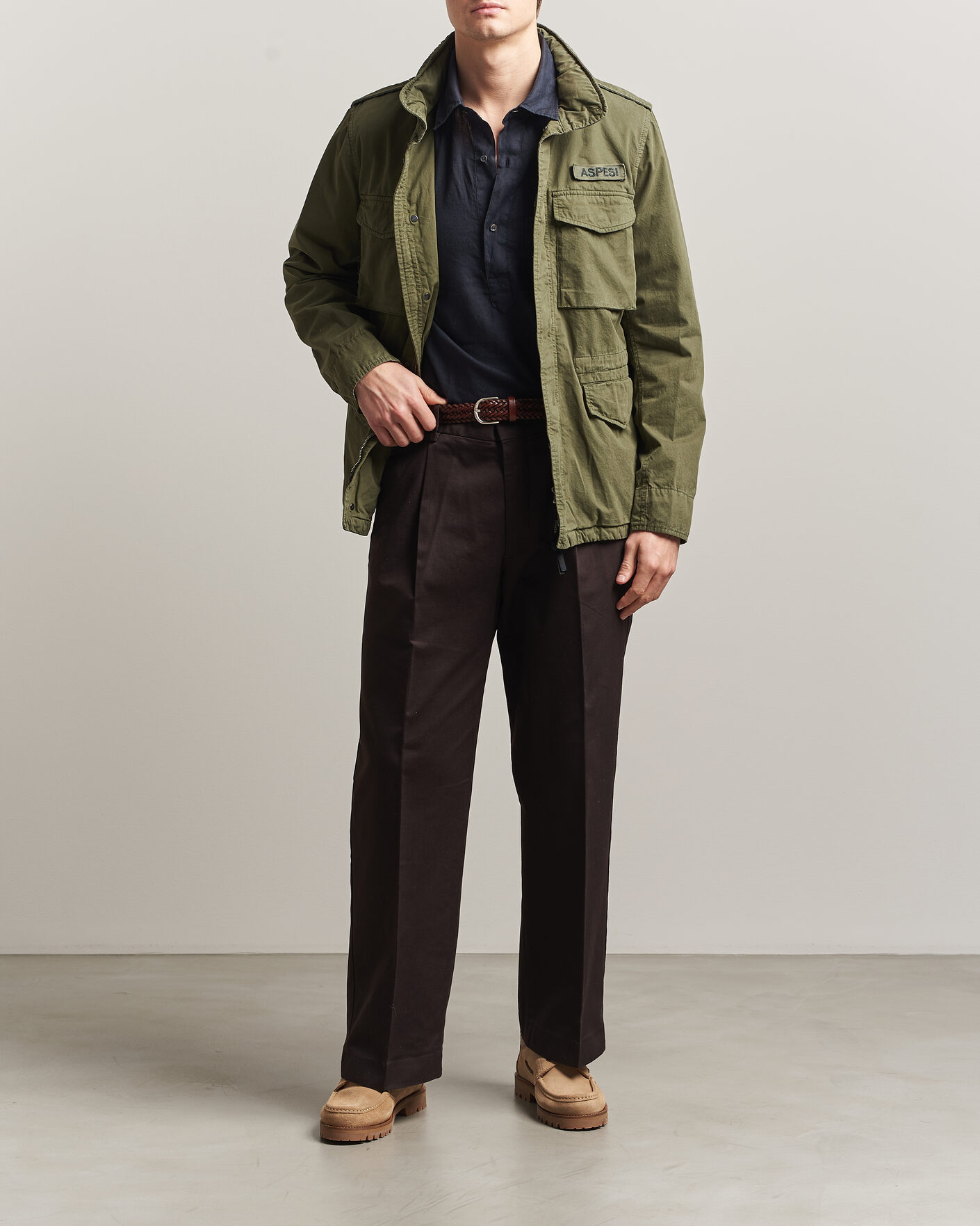 Herr | Jackor | Aspesi | Washed Cotton Field Jacket Military