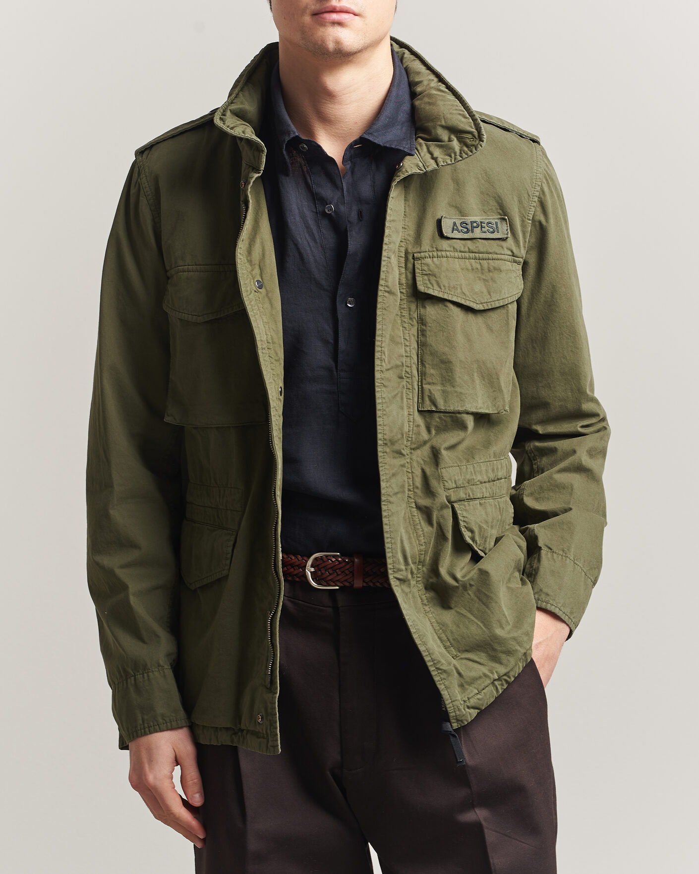 Herr | Jackor | Aspesi | Washed Cotton Field Jacket Military