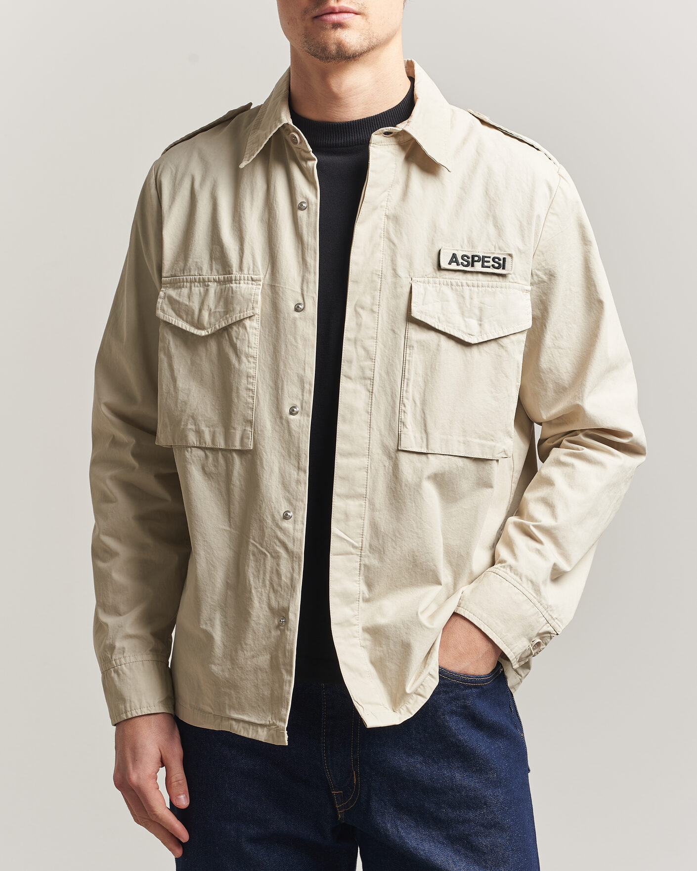 Herr | Jackor | Aspesi | Cotton Field Shirt Sand