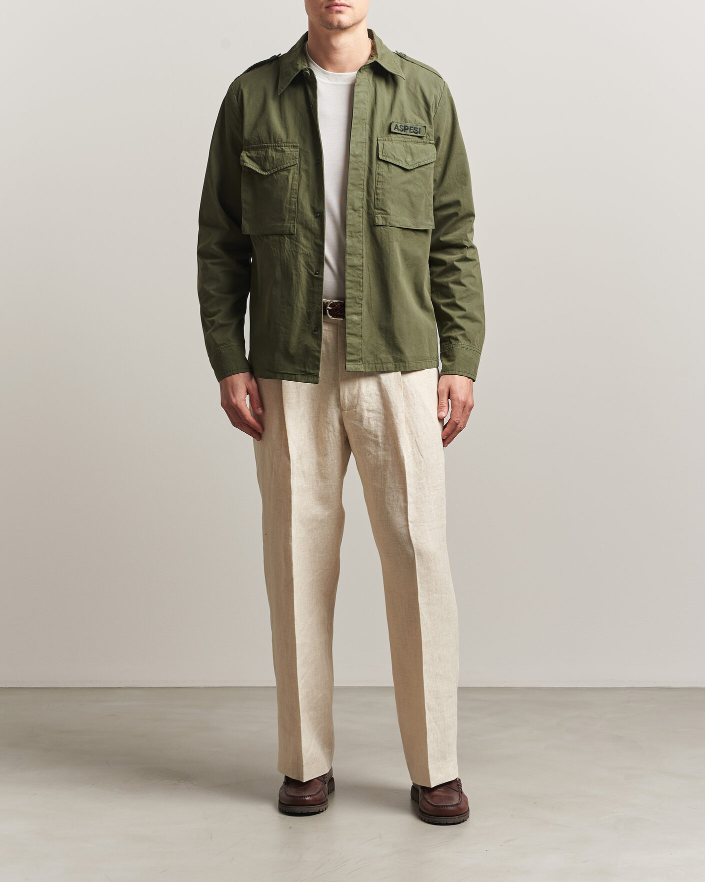 Herr | Jackor | Aspesi | Cotton Field Shirt Olive