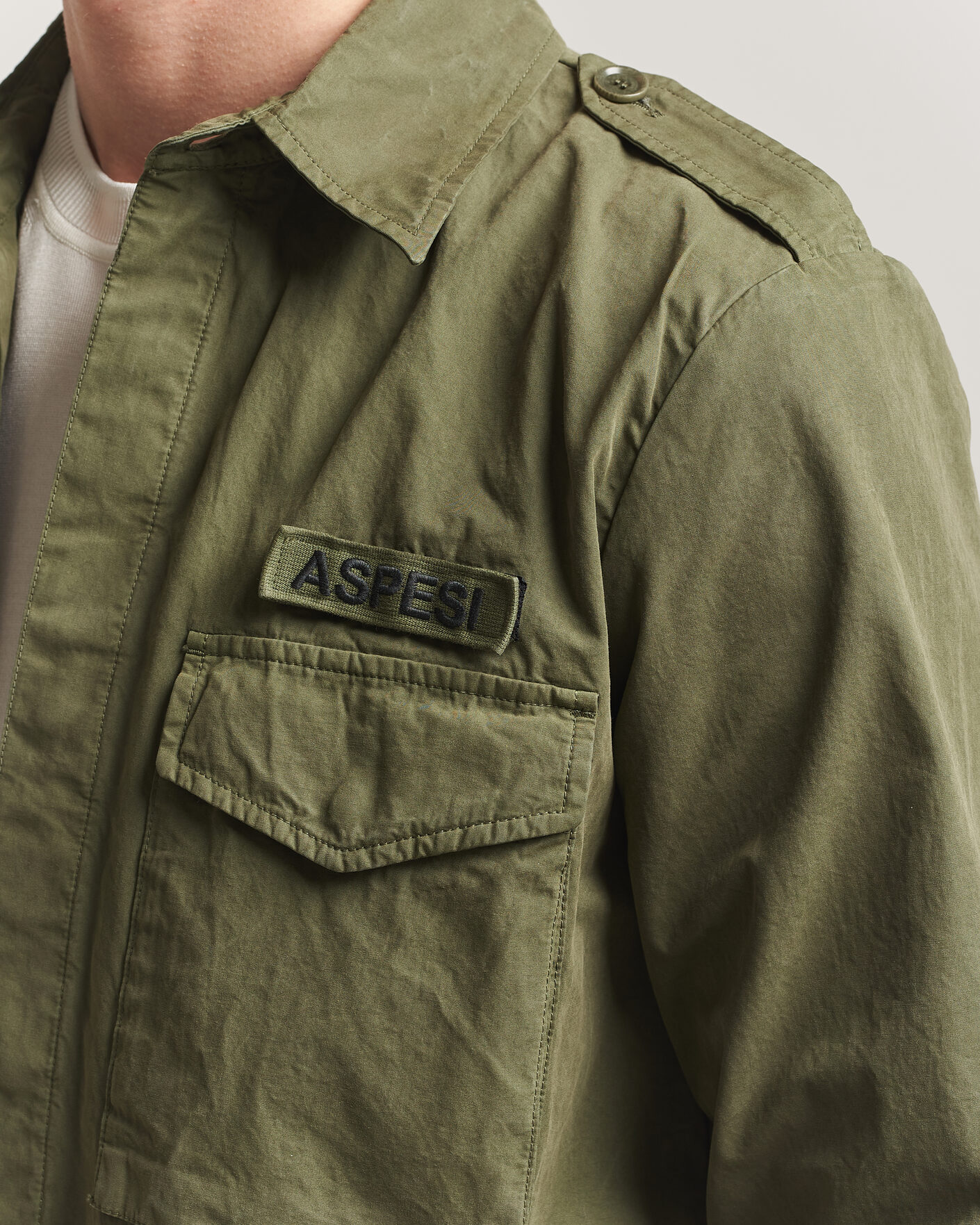 Herr | Jackor | Aspesi | Cotton Field Shirt Olive