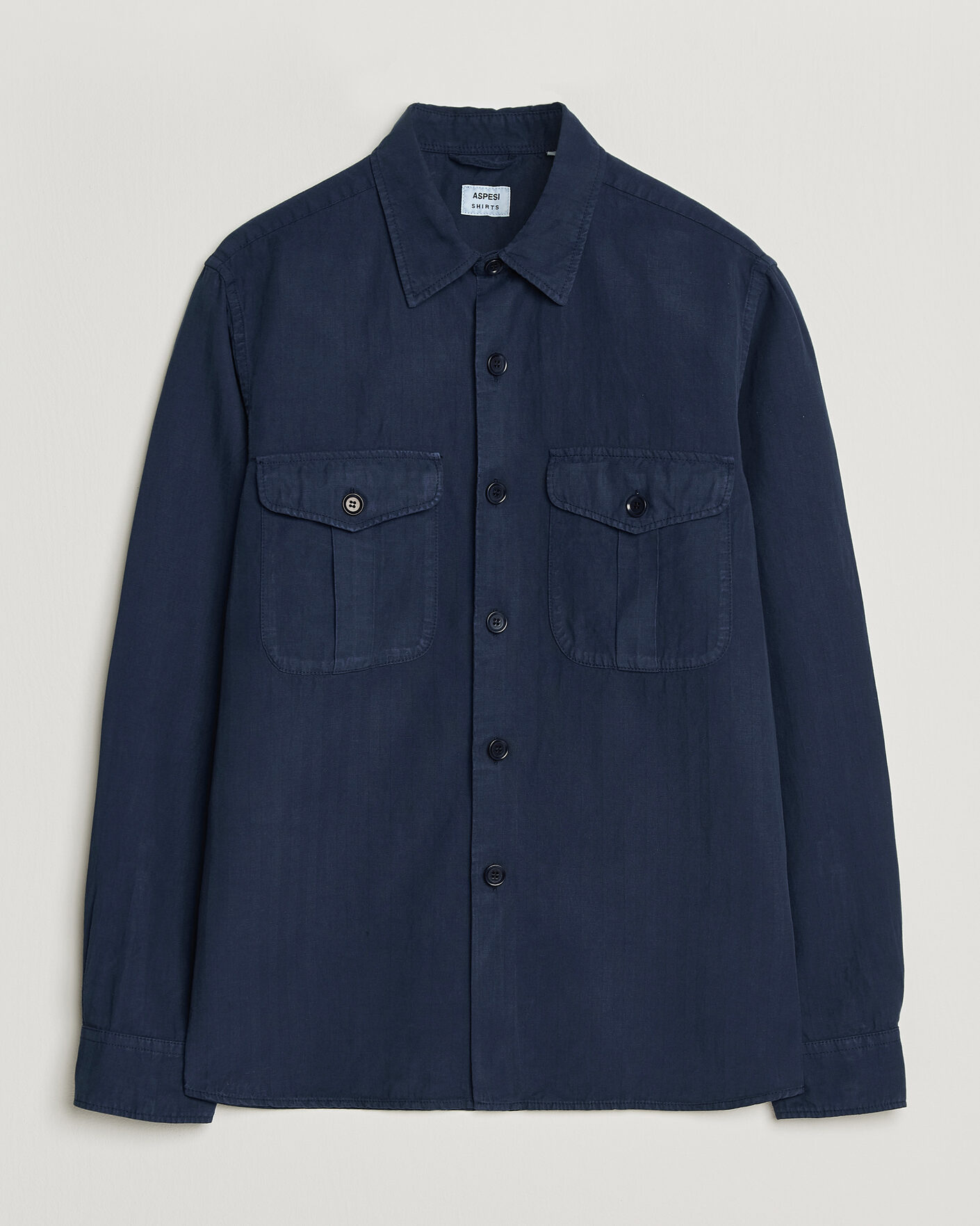 Herr | Skjortor | Aspesi | Double Pocket Overshirt Navy
