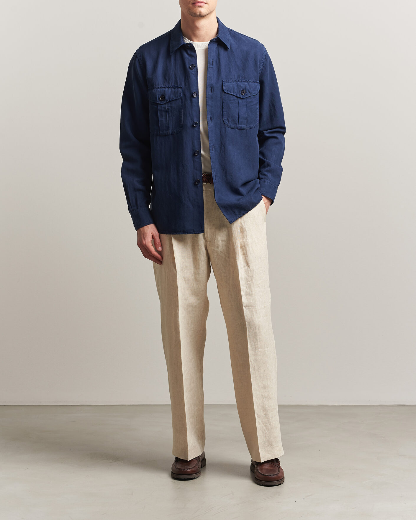 Herr | Skjortor | Aspesi | Double Pocket Overshirt Navy