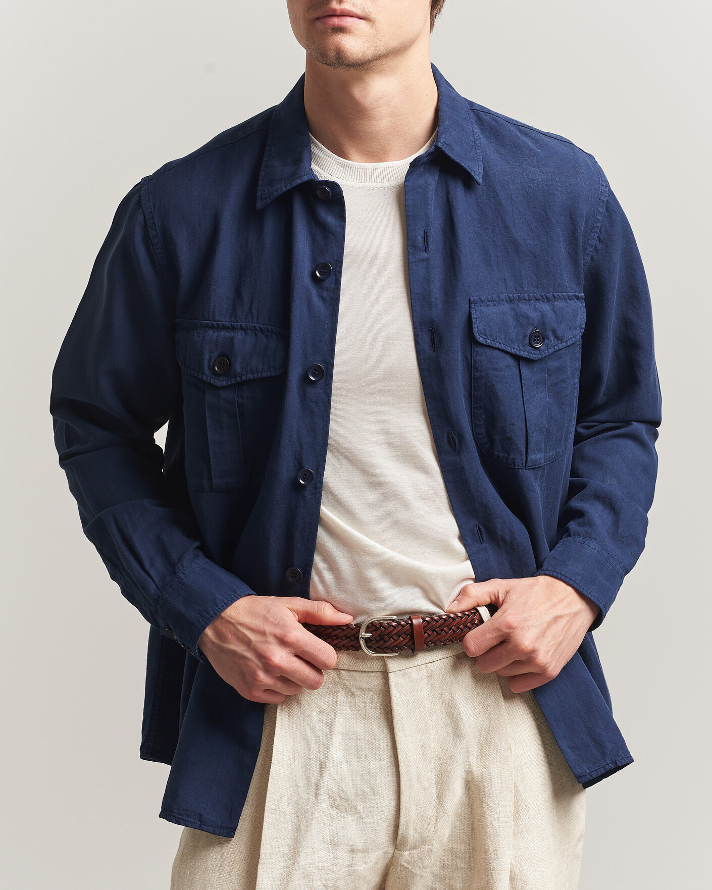 Herr | Skjortor | Aspesi | Double Pocket Overshirt Navy