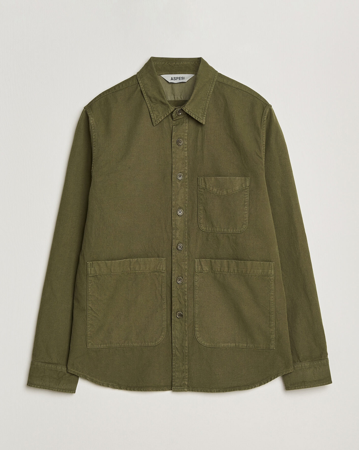 Herr | Jackor | Aspesi | Garment Dyed Utility Shirt Military