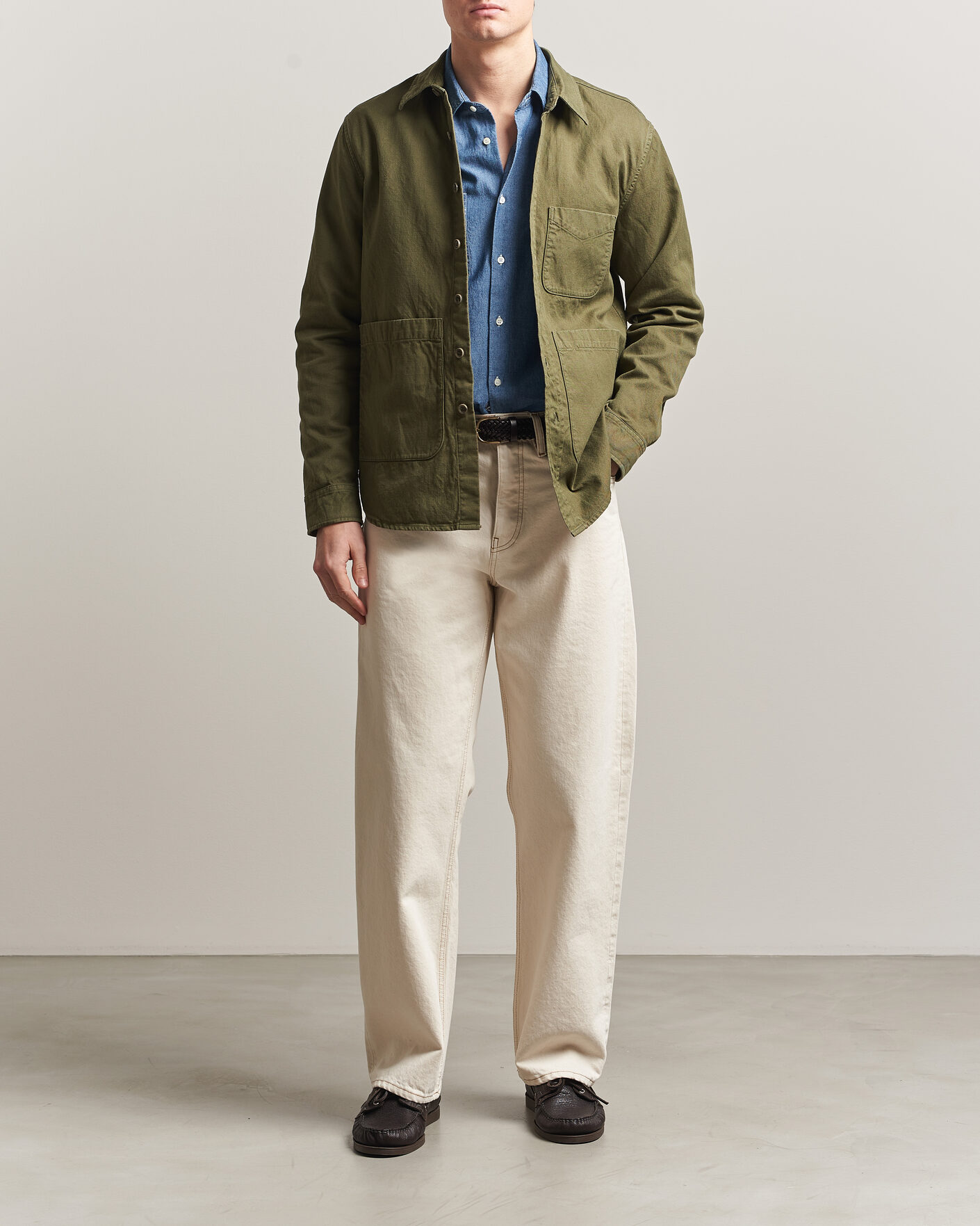 Herr | Jackor | Aspesi | Garment Dyed Utility Shirt Military