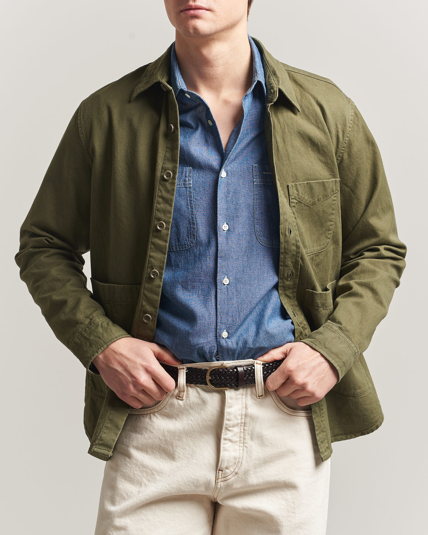 Herr | Jackor | Aspesi | Garment Dyed Utility Shirt Military