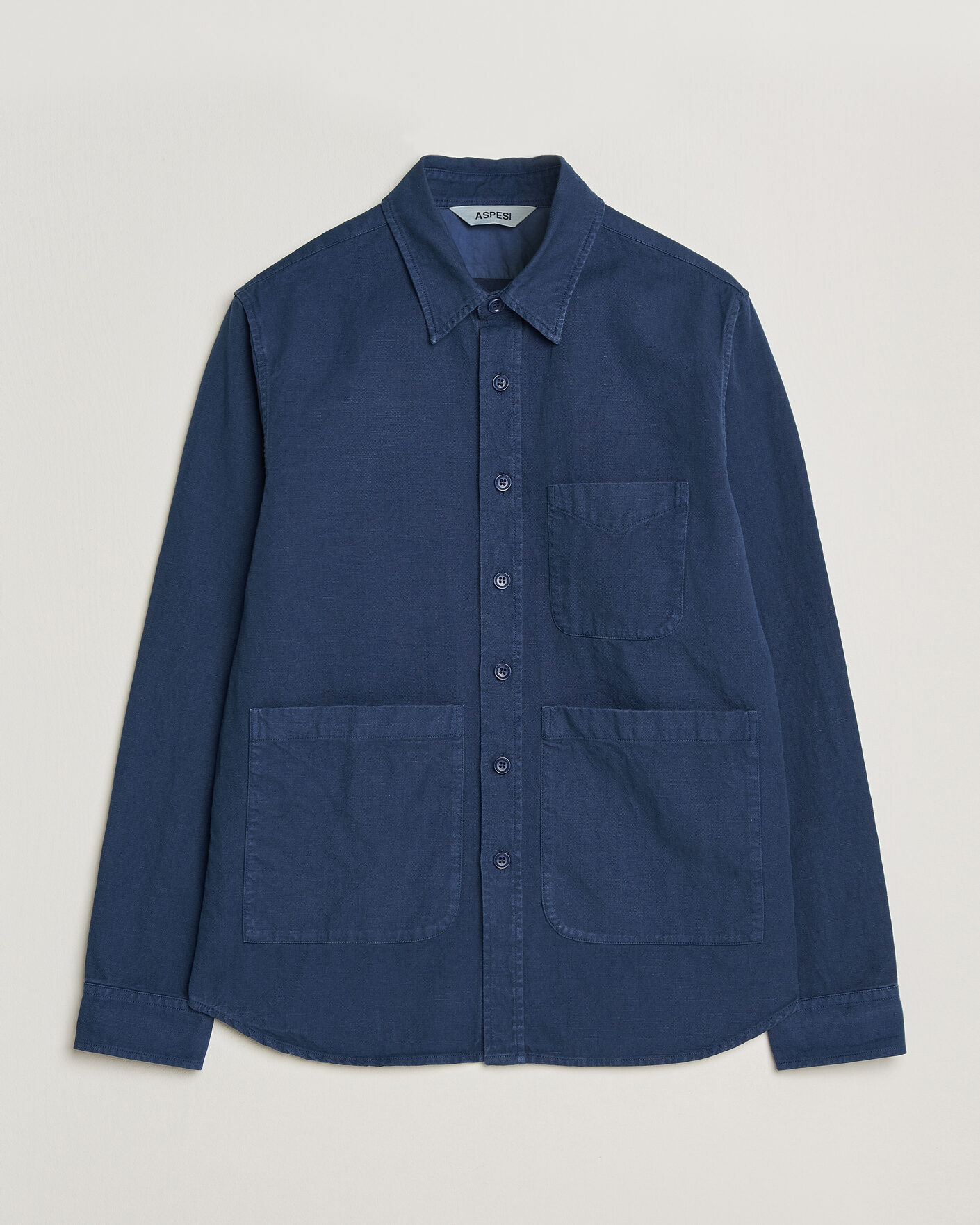 Herr | Jackor | Aspesi | Garment Dyed Utility Shirt Dark Blue