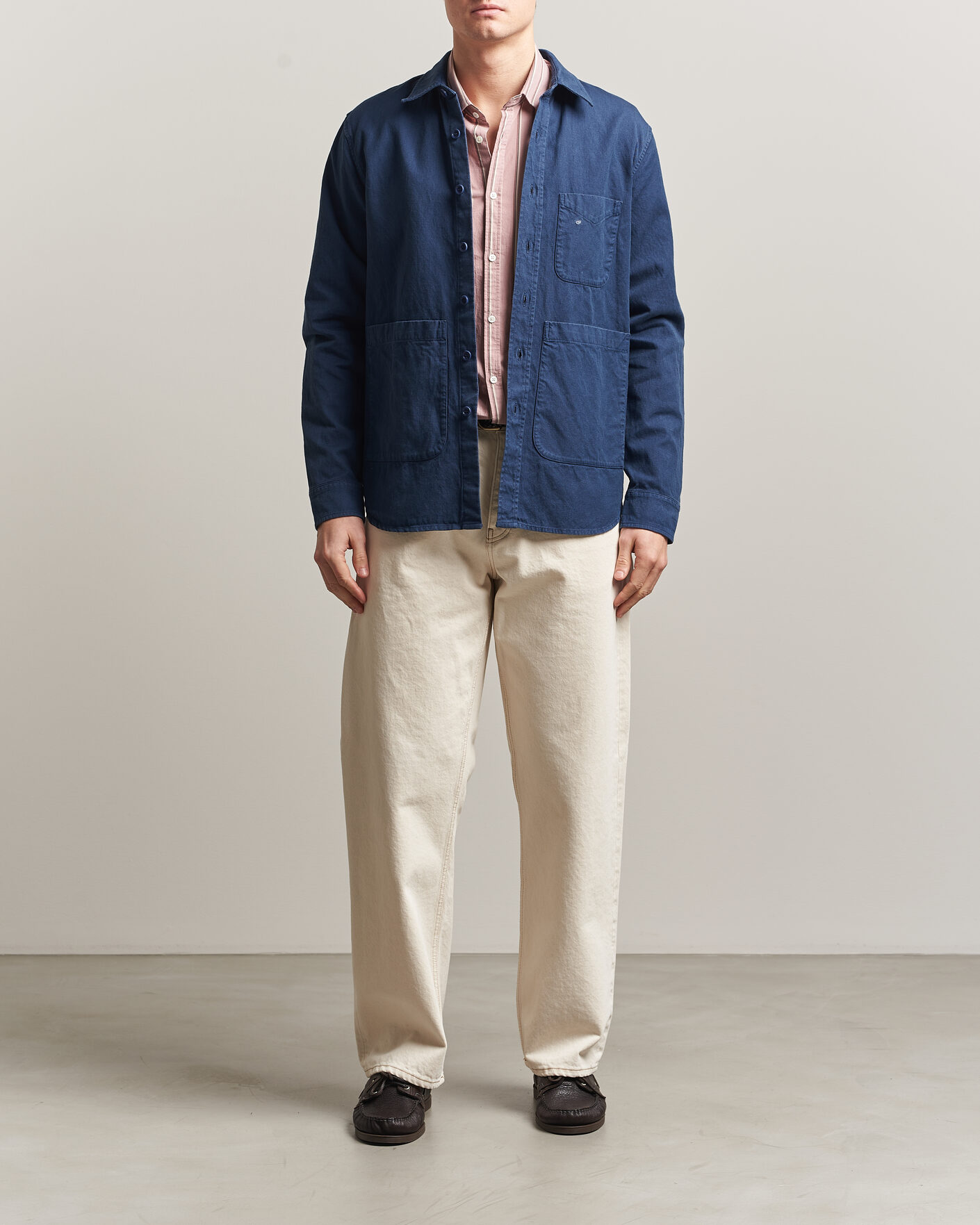 Herr | Jackor | Aspesi | Garment Dyed Utility Shirt Dark Blue