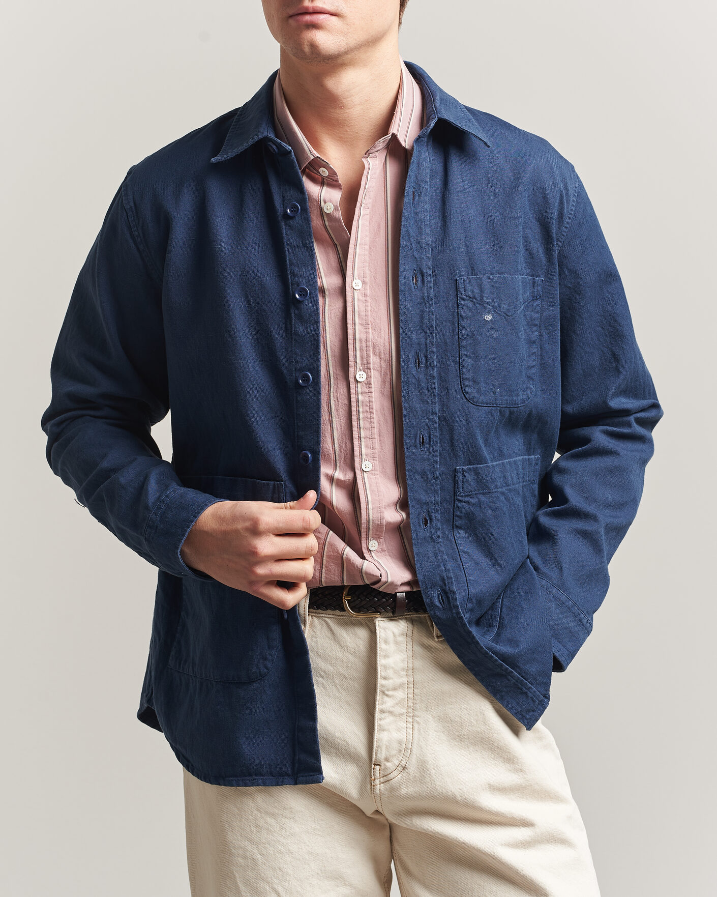 Herr | Jackor | Aspesi | Garment Dyed Utility Shirt Dark Blue