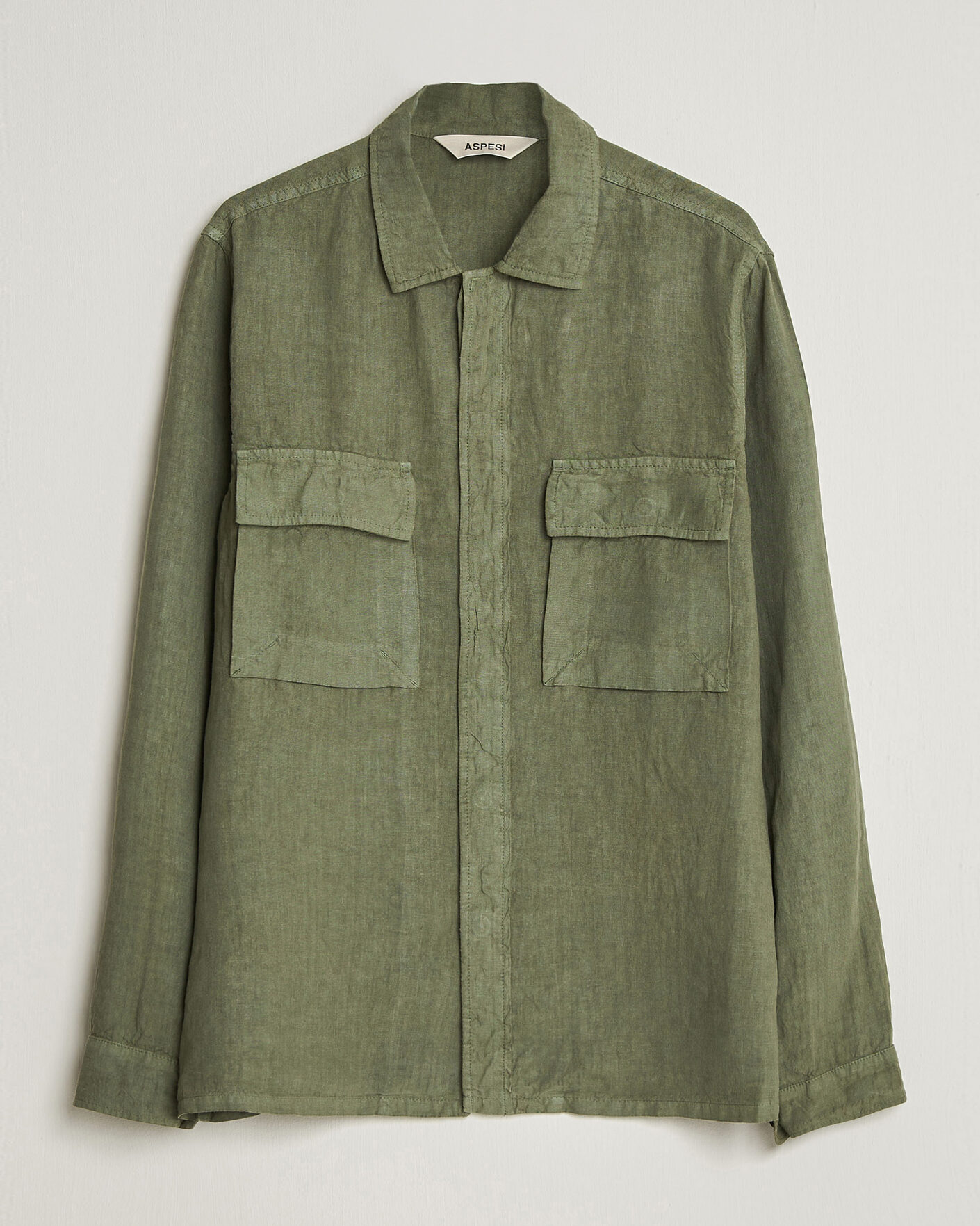 Herr | Jackor | Aspesi | Linen Overshirt Military