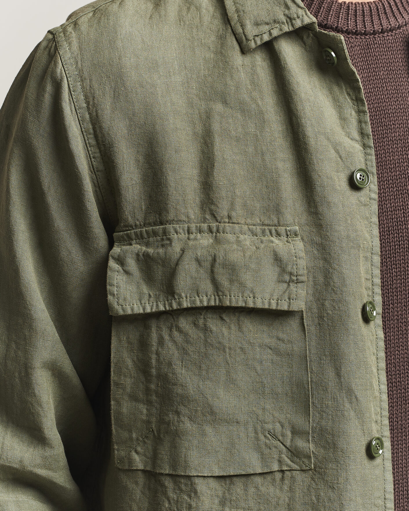 Herr | Jackor | Aspesi | Linen Overshirt Military