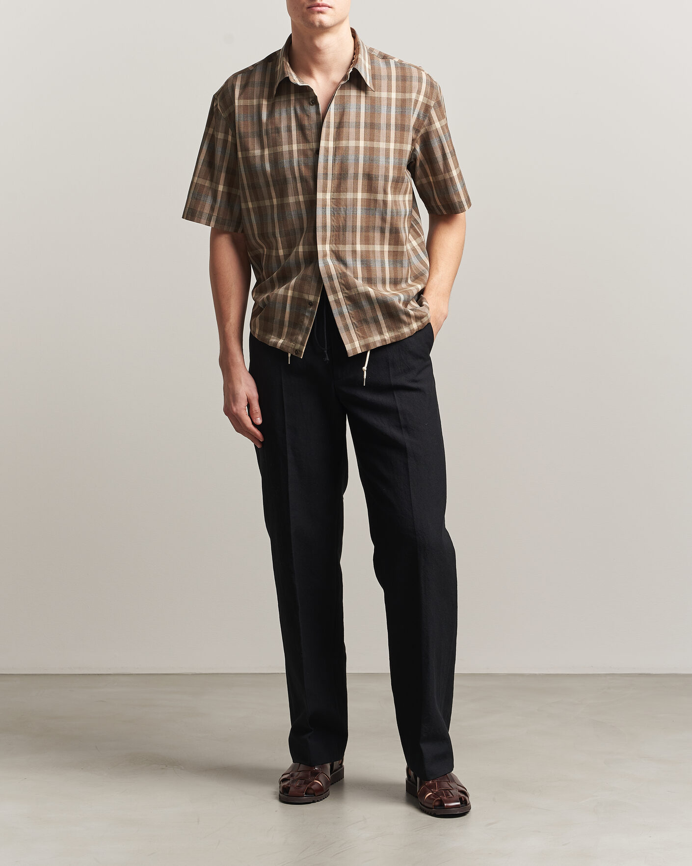 Herr | Byxor | Auralee | Wool/Linen Ox Drawstring Pants Black