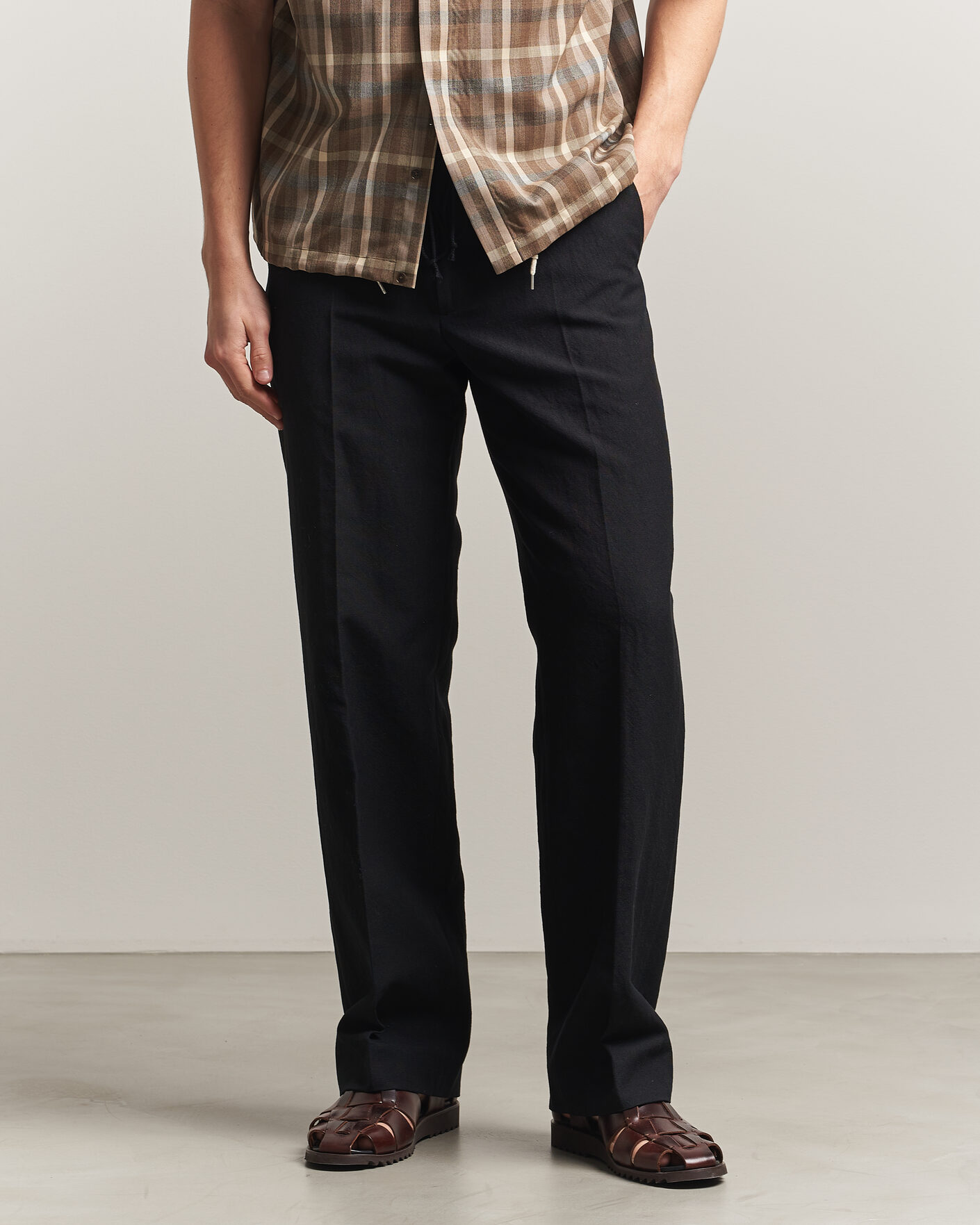 Herr | Byxor | Auralee | Wool/Linen Ox Drawstring Pants Black