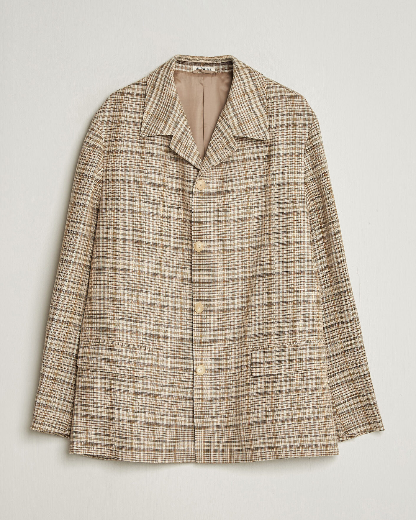 Herr | Jackor | Auralee | Silk/Linen Chore Jacket Beige Check