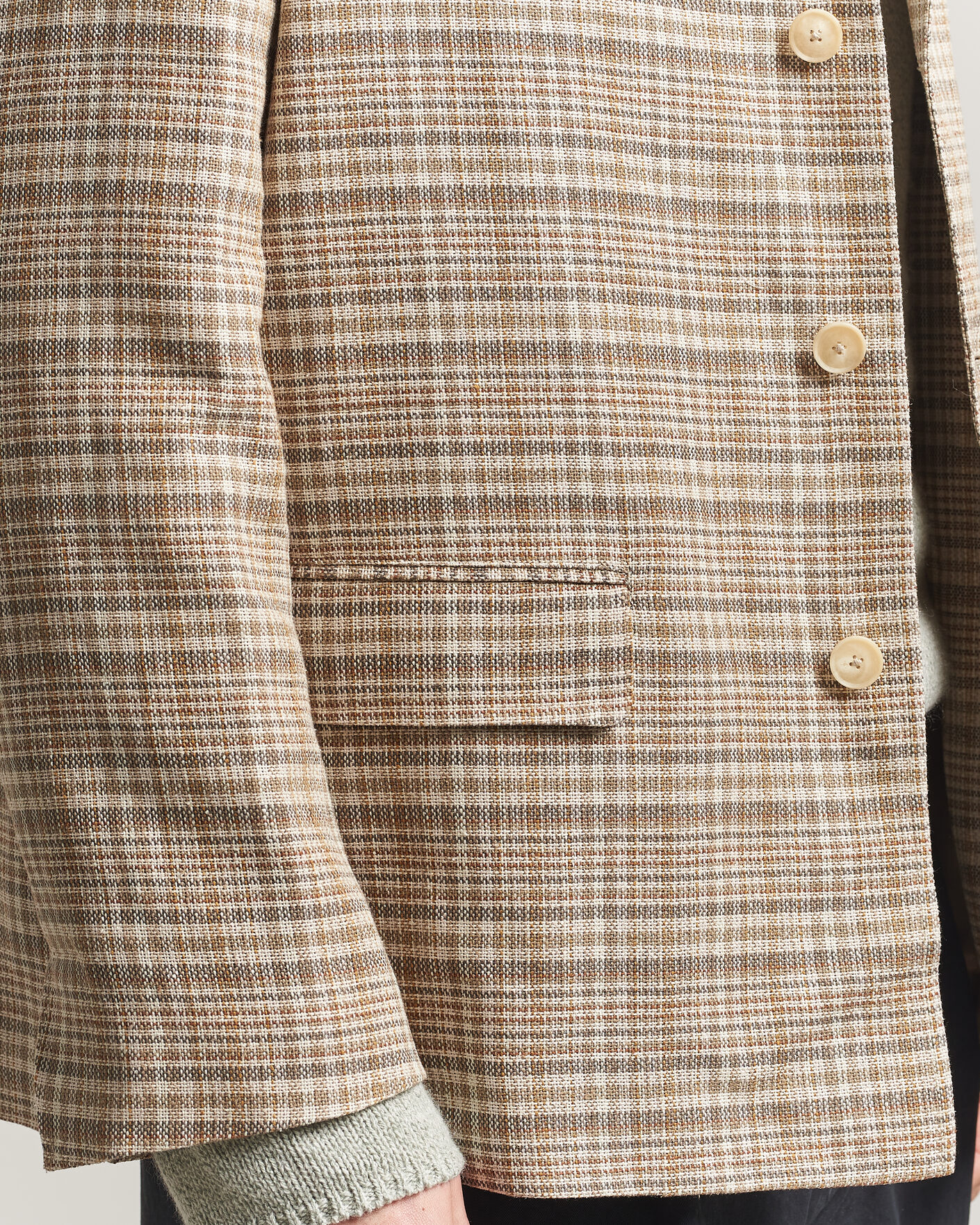 Herr | Jackor | Auralee | Silk/Linen Chore Jacket Beige Check