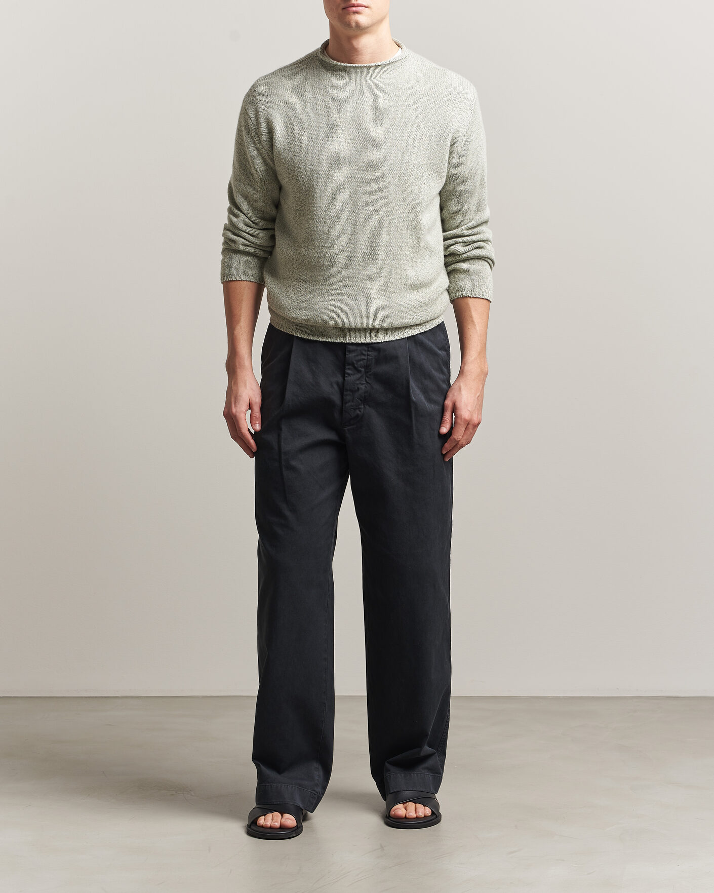 Herr | Tröjor | Auralee | Cashmere/Silk Crew Neck Mint Melange