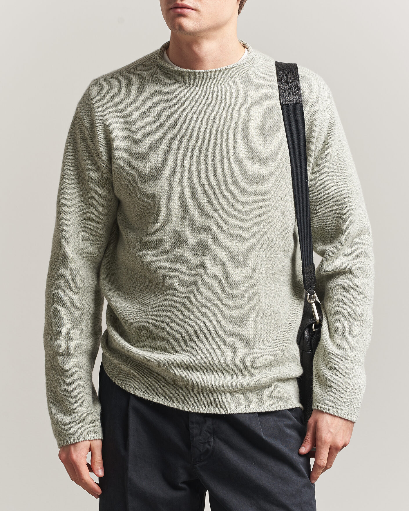 Herr | Tröjor | Auralee | Cashmere/Silk Crew Neck Mint Melange