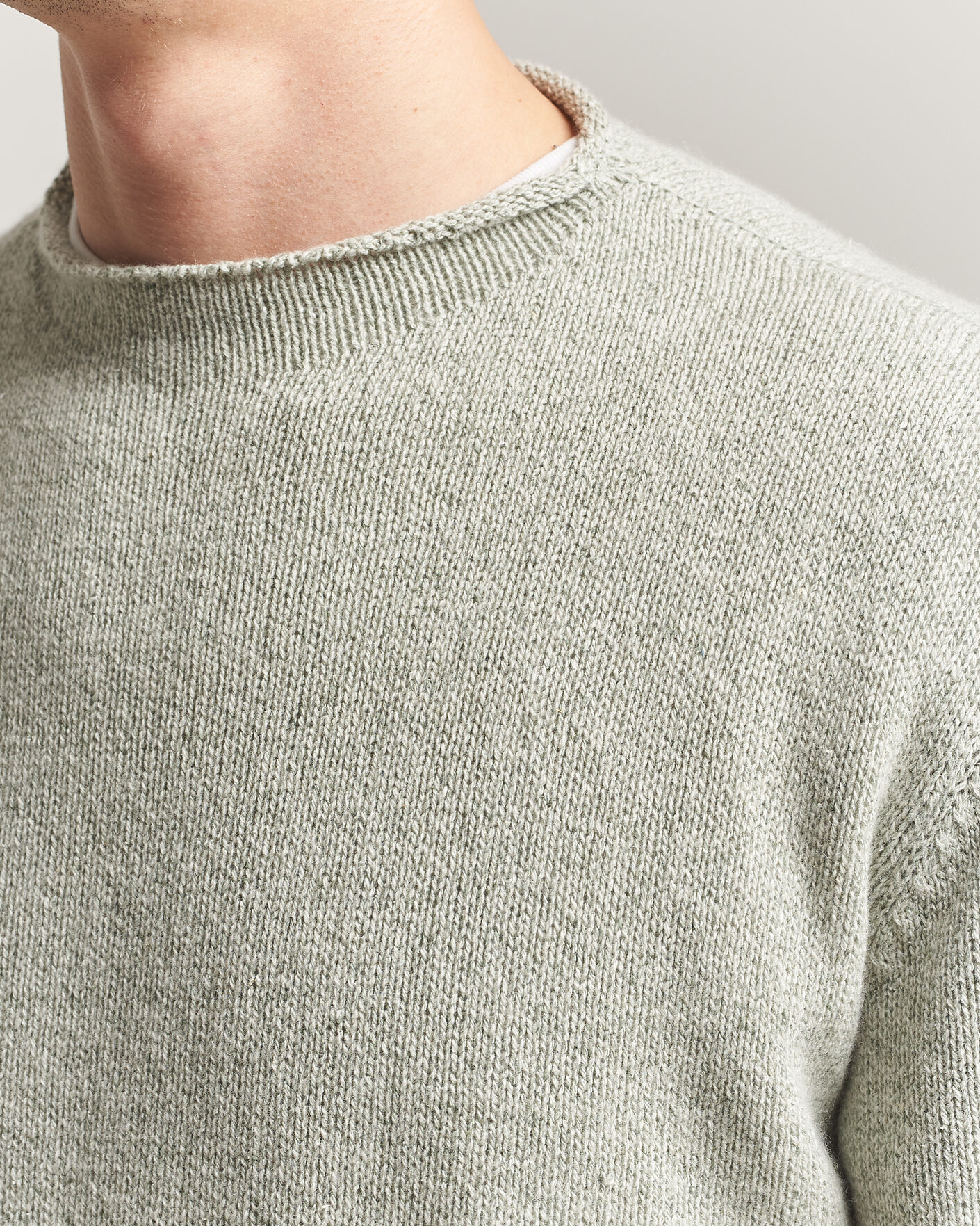 Herr | Tröjor | Auralee | Cashmere/Silk Crew Neck Mint Melange