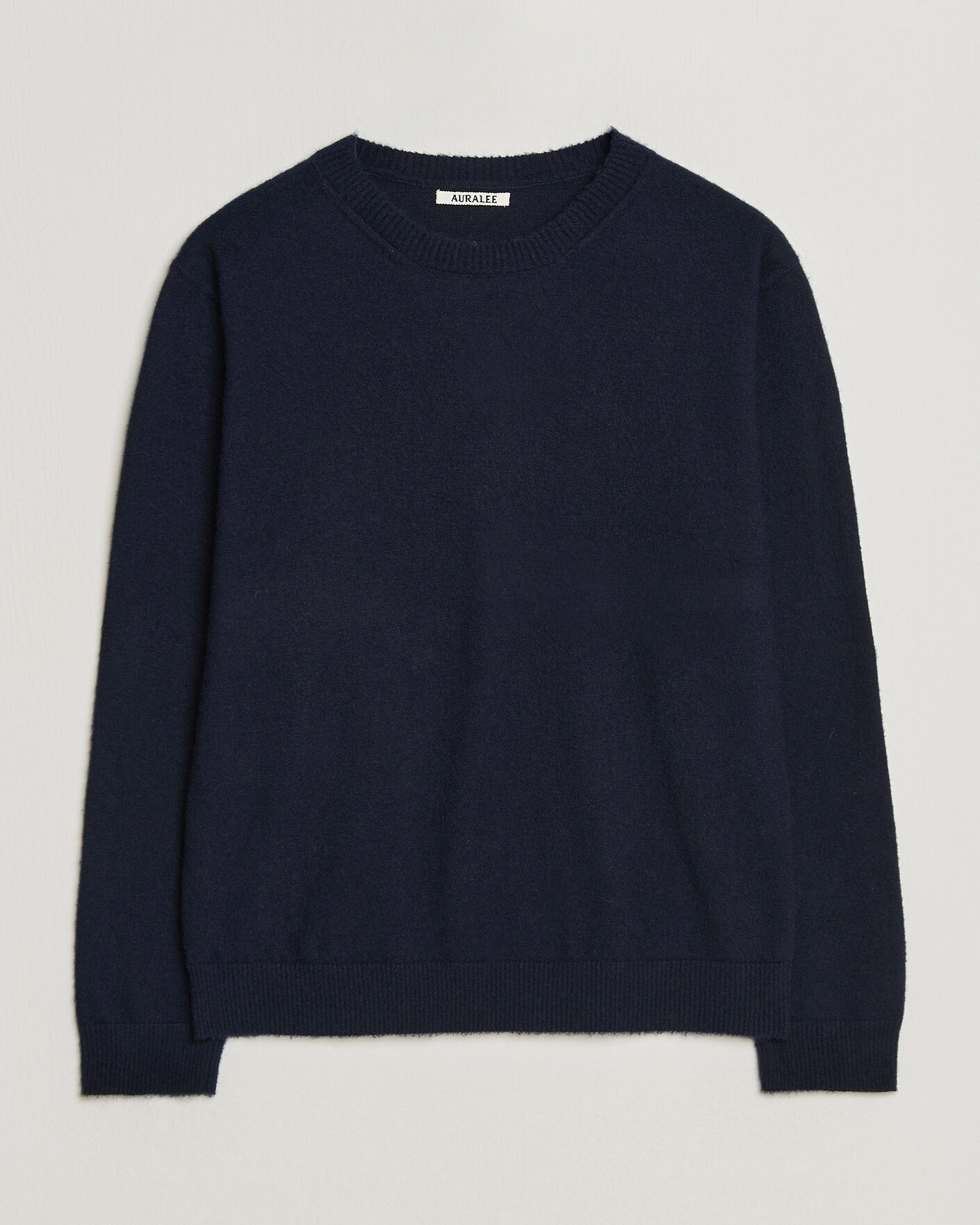 Herr | Tröjor | Auralee | Brushed Cashmere/Cotton Crew Neck Navy