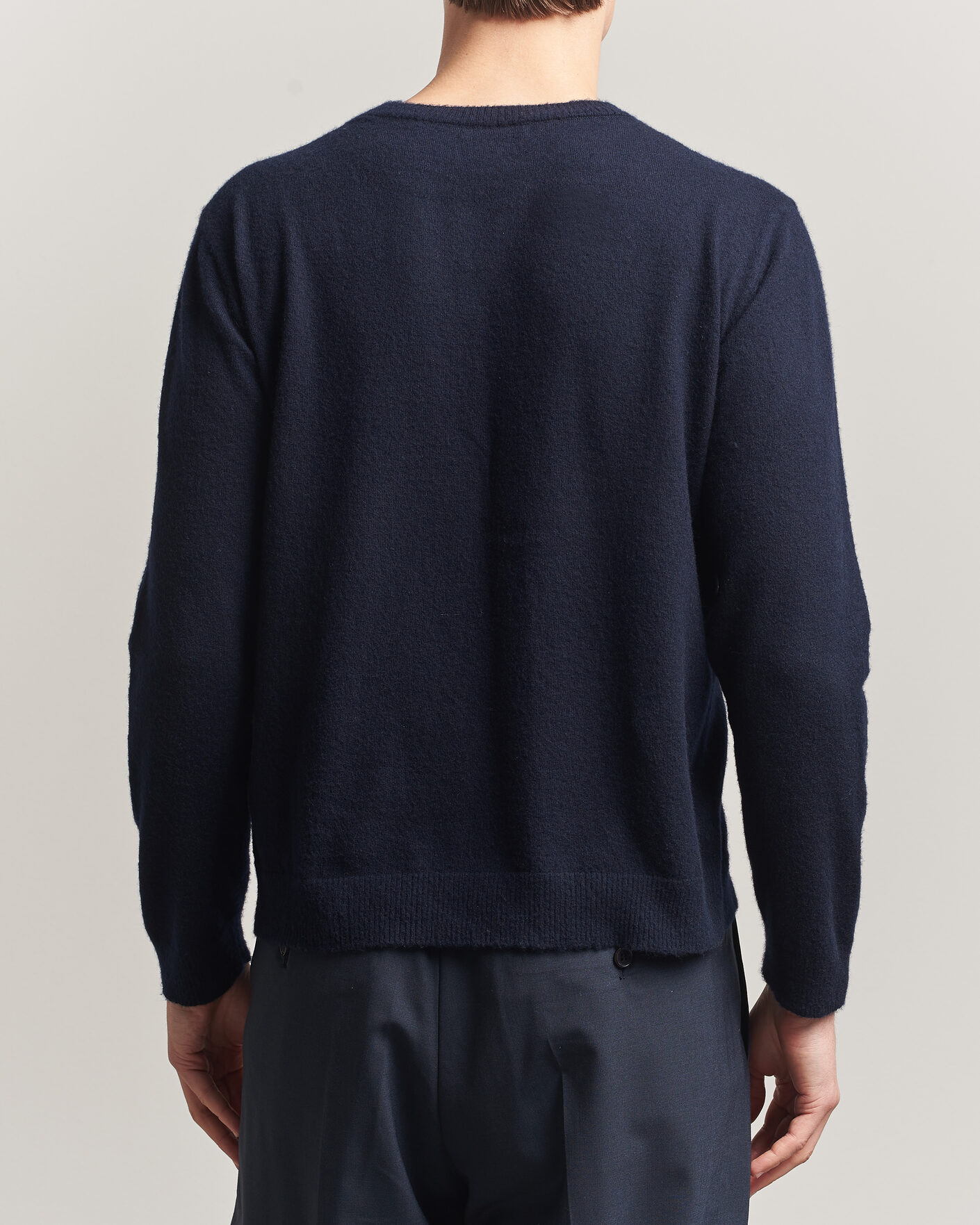 Herr | Tröjor | Auralee | Brushed Cashmere/Cotton Crew Neck Navy