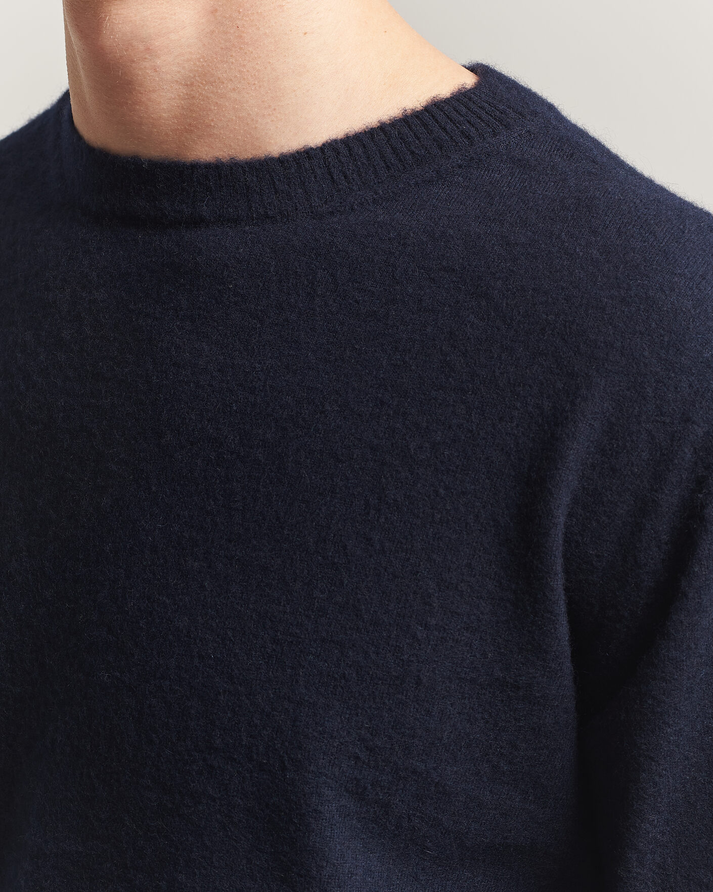 Herr | Tröjor | Auralee | Brushed Cashmere/Cotton Crew Neck Navy
