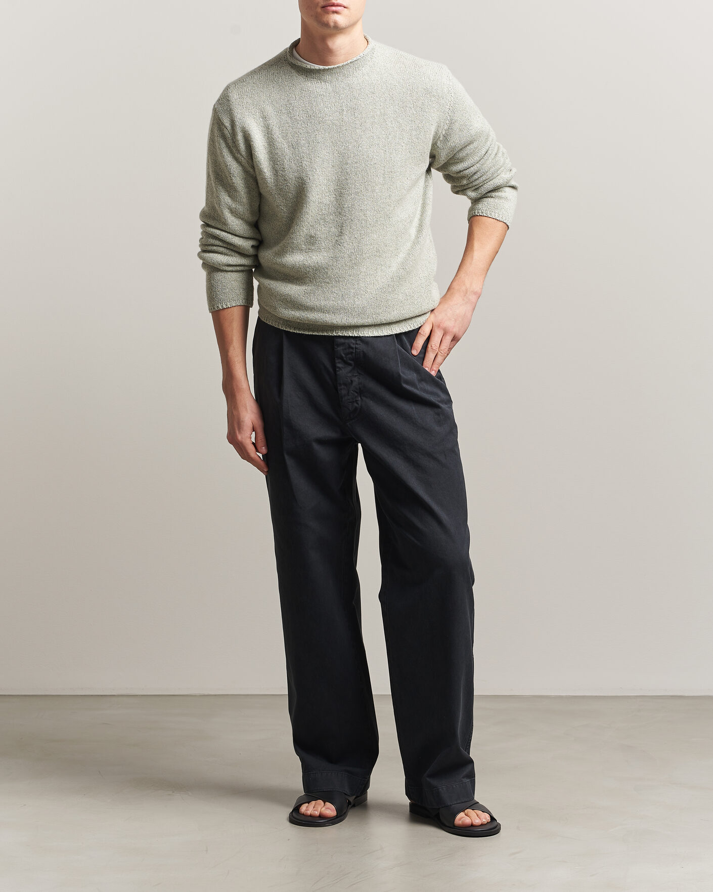Herr | Byxor | Auralee | Garment Dyed Finx Chinos Black