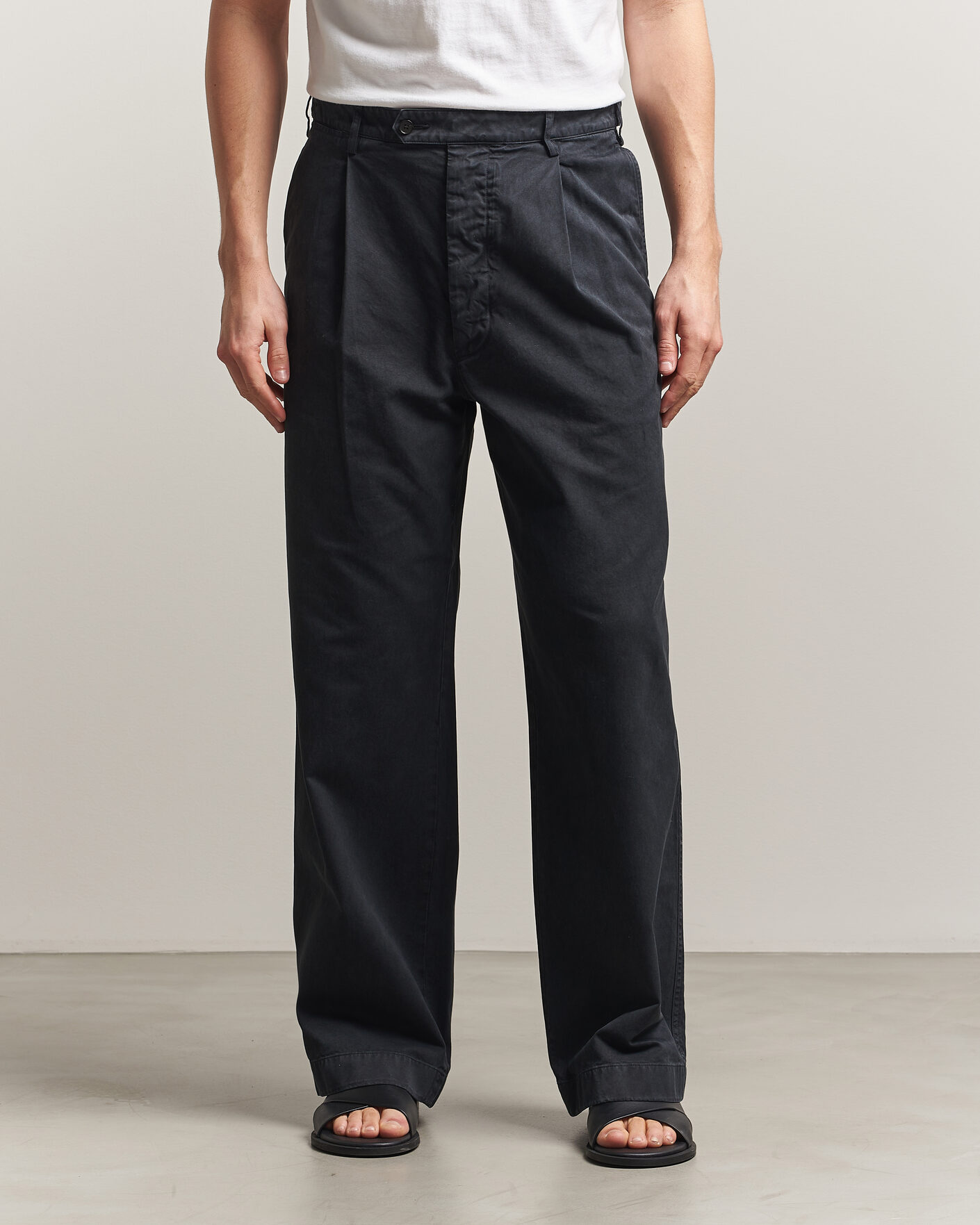Herr | Byxor | Auralee | Garment Dyed Finx Chinos Black