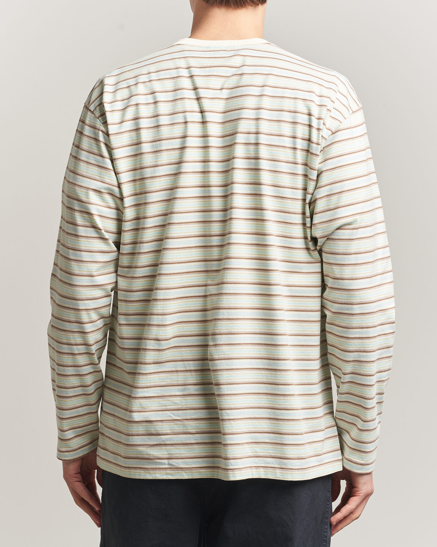 Herr | T-Shirts | Auralee | Long Sleeve Cotton T-Shirt Mint Stripe