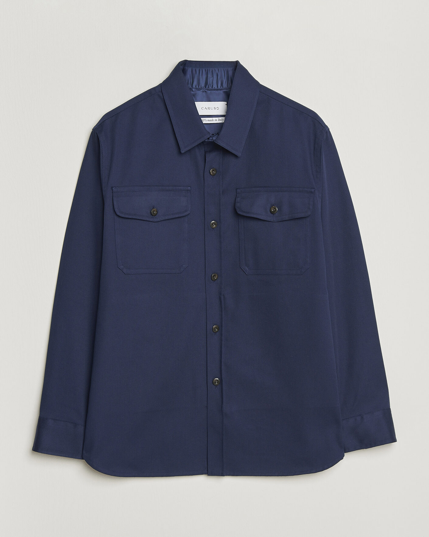 Herr | Skjortor | Caruso | Twill Cotton Overshirt Navy
