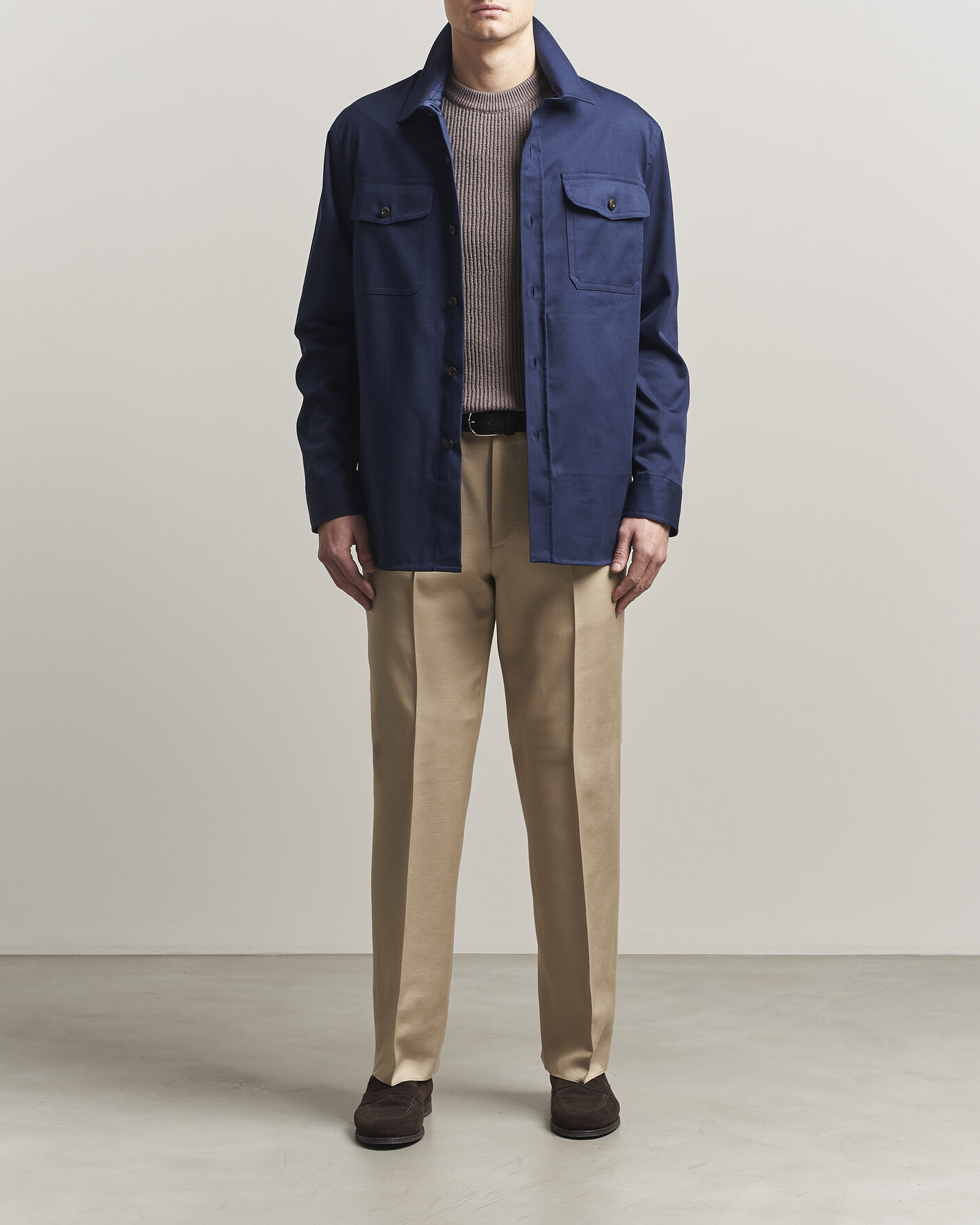 Herr | Skjortor | Caruso | Twill Cotton Overshirt Navy