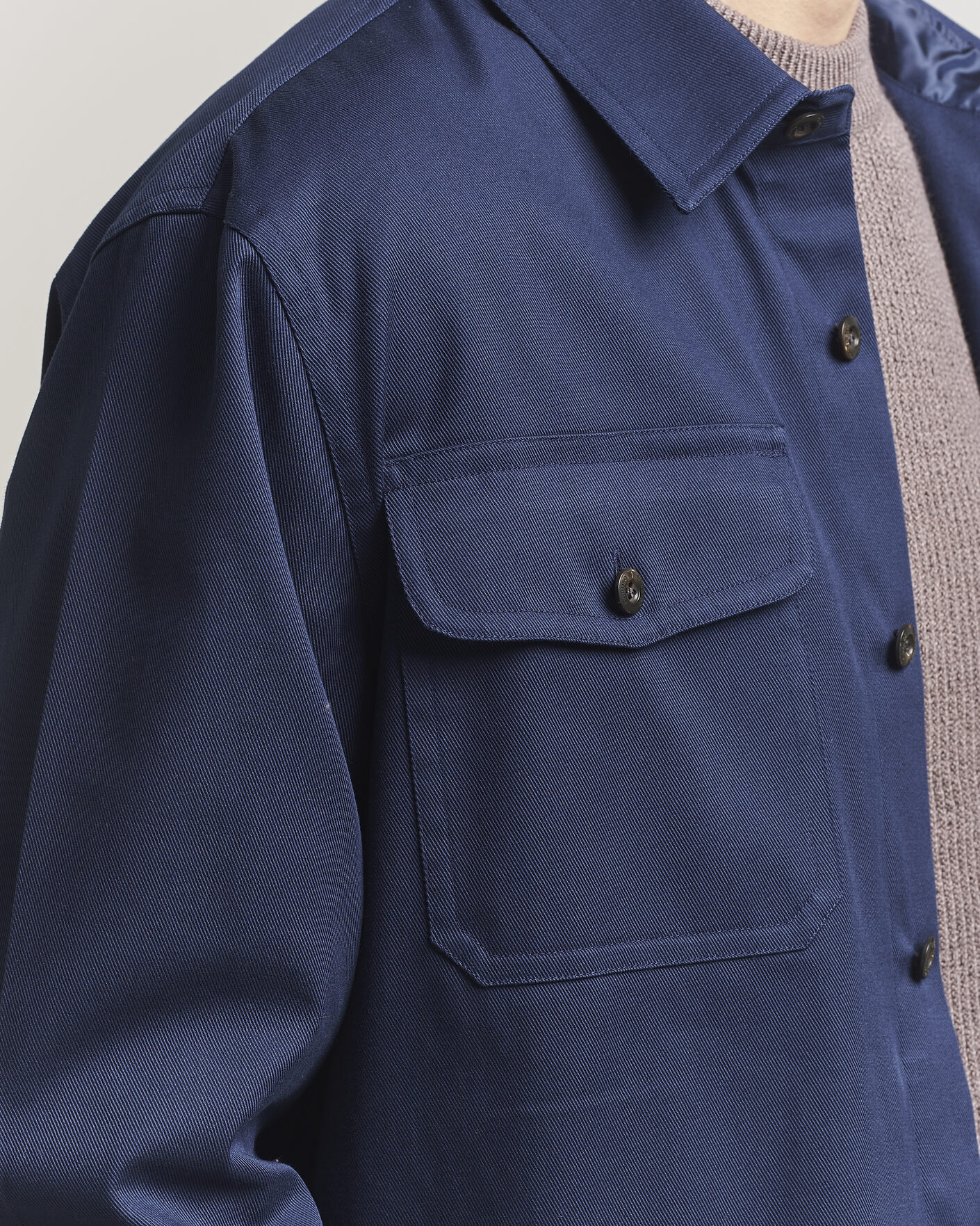Herr | Skjortor | Caruso | Twill Cotton Overshirt Navy