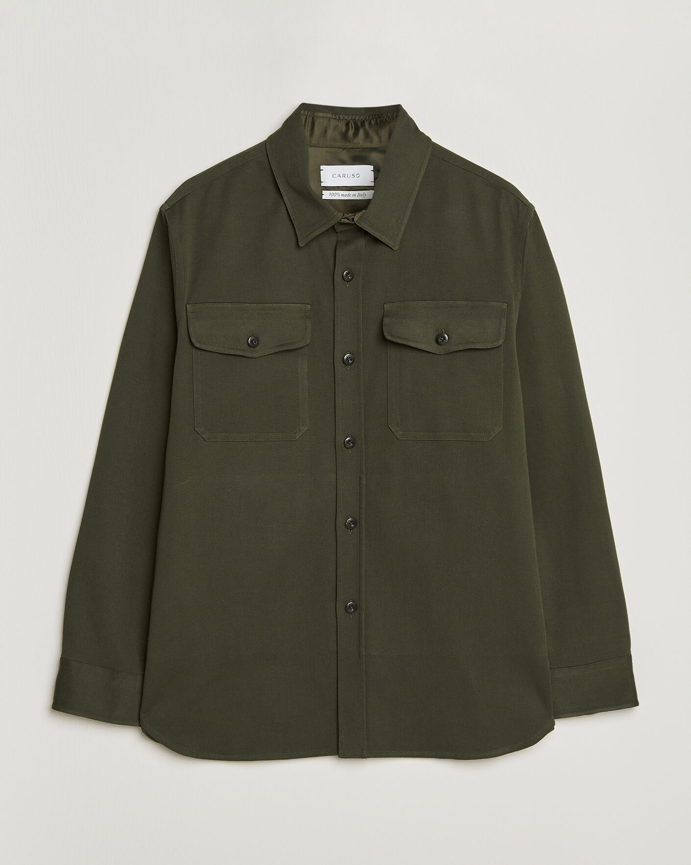 Herr | Skjortor | Caruso | Twill Cotton Overshirt Dark Green