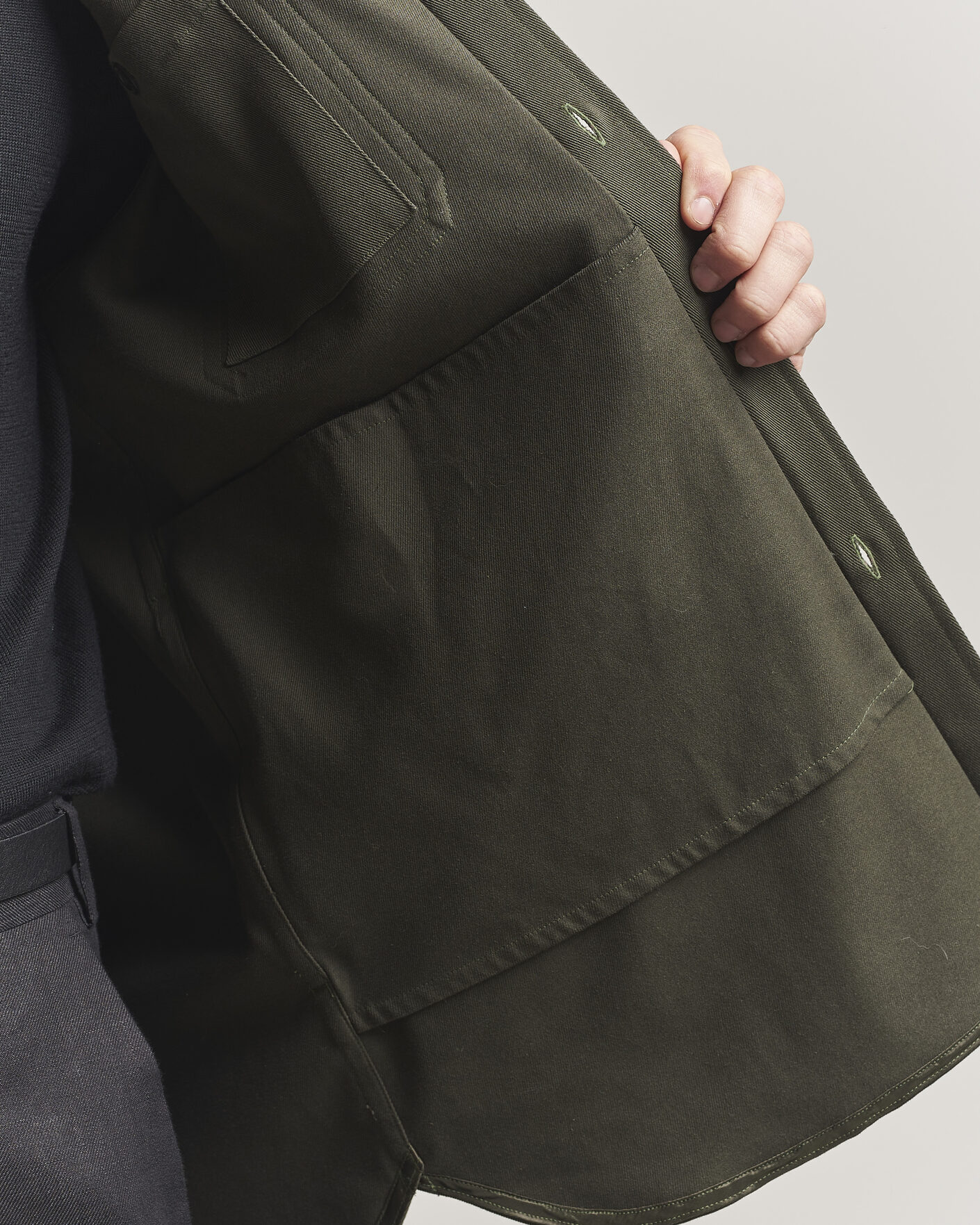 Herr | Skjortor | Caruso | Twill Cotton Overshirt Dark Green