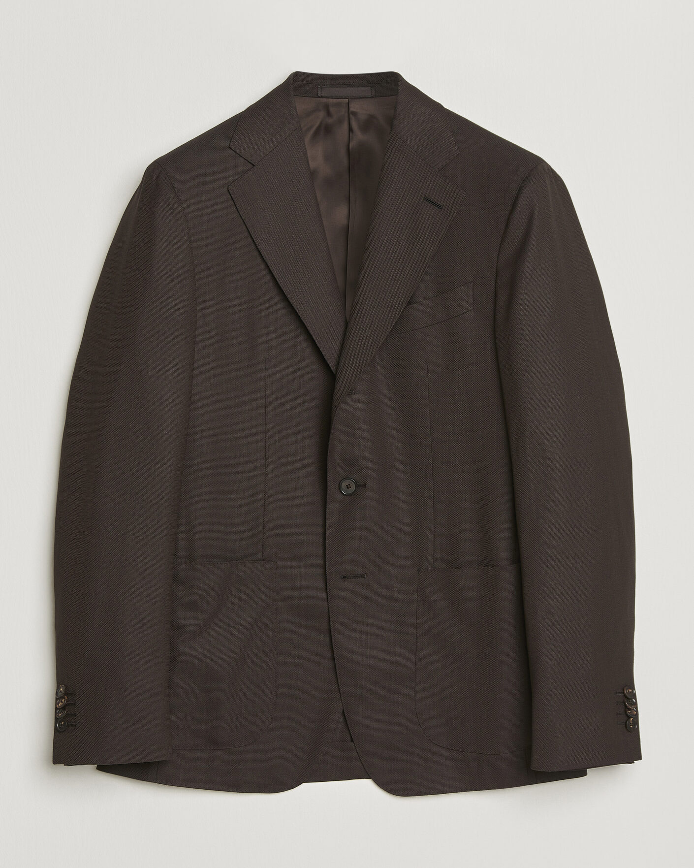 Herr | Kavajer | Caruso | Aida Wool Hopsack Blazer Dark Brown