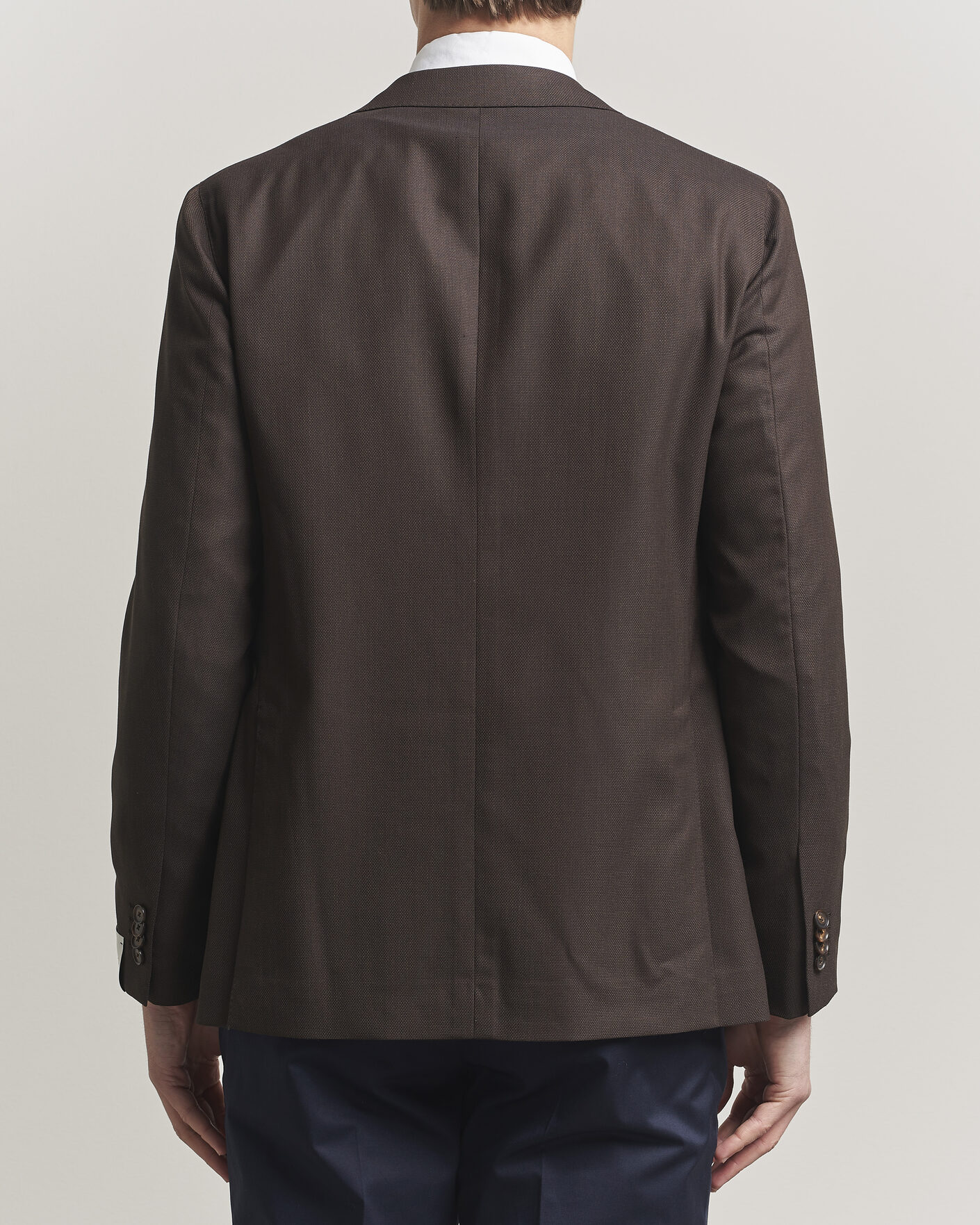 Herr | Kavajer | Caruso | Aida Wool Hopsack Blazer Dark Brown