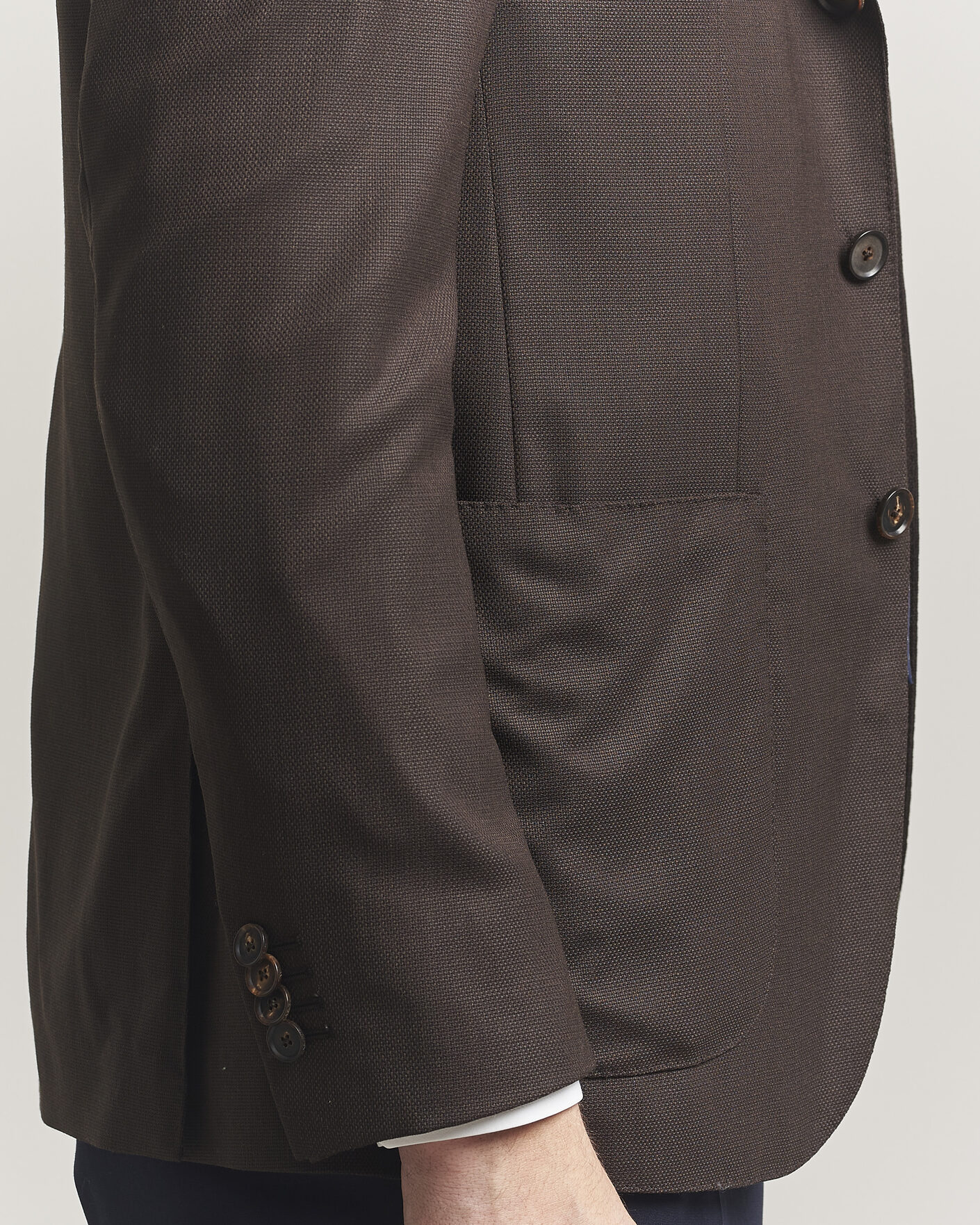 Herr | Kavajer | Caruso | Aida Wool Hopsack Blazer Dark Brown