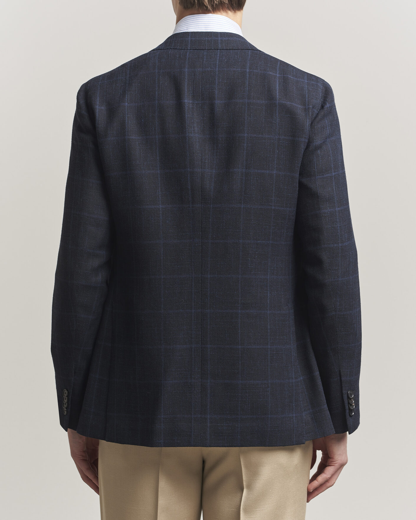 Herr | Kavajer | Caruso | Aida Wool Hopsack Blazer Navy Check