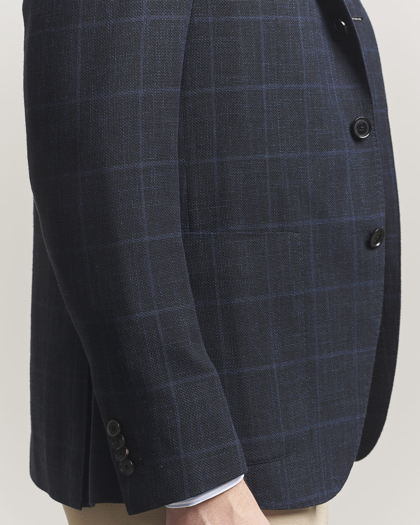 Herr | Kavajer | Caruso | Aida Wool Hopsack Blazer Navy Check