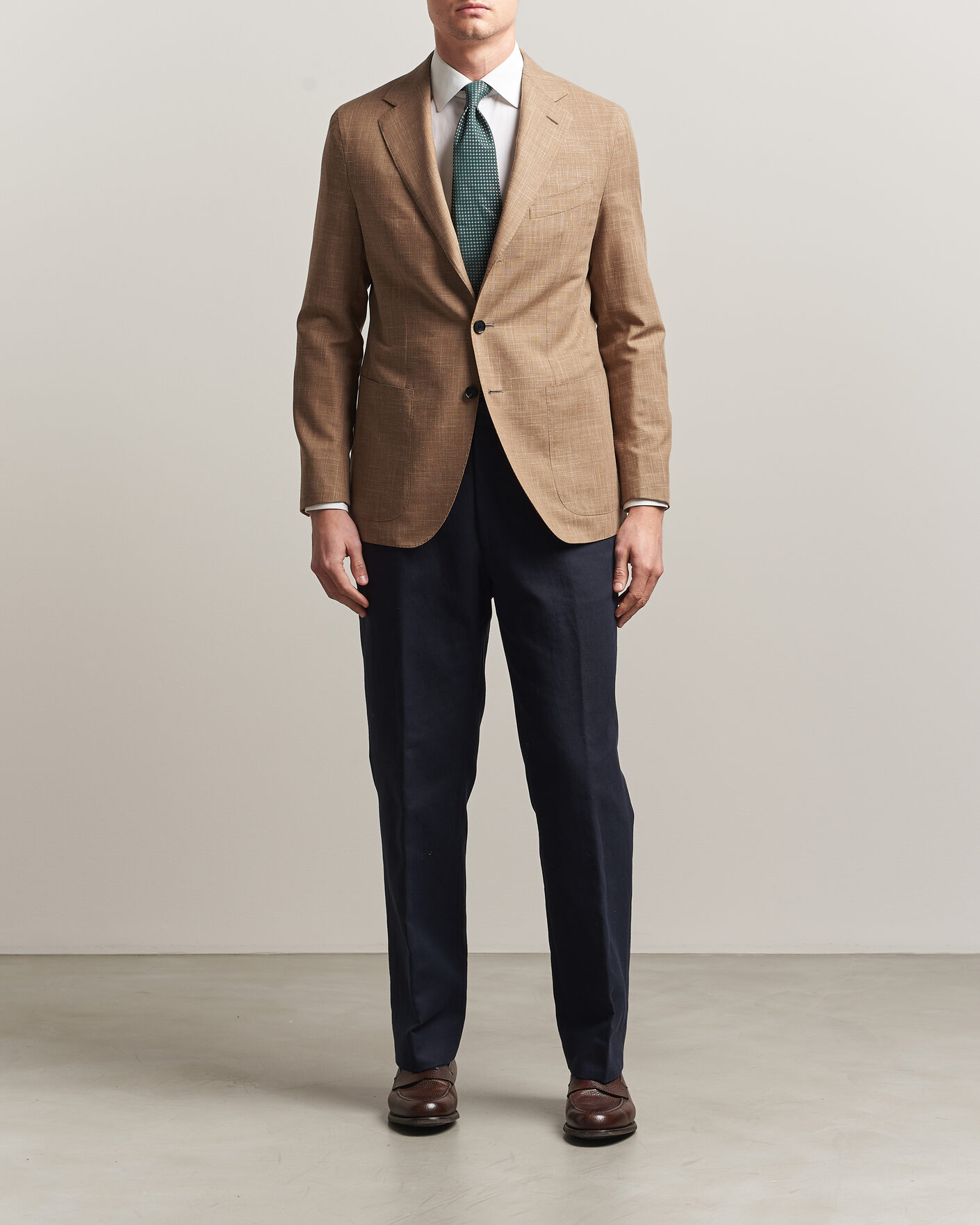 Herr | Kavajer | Caruso | Aida Wool/Silk Blazer Brown