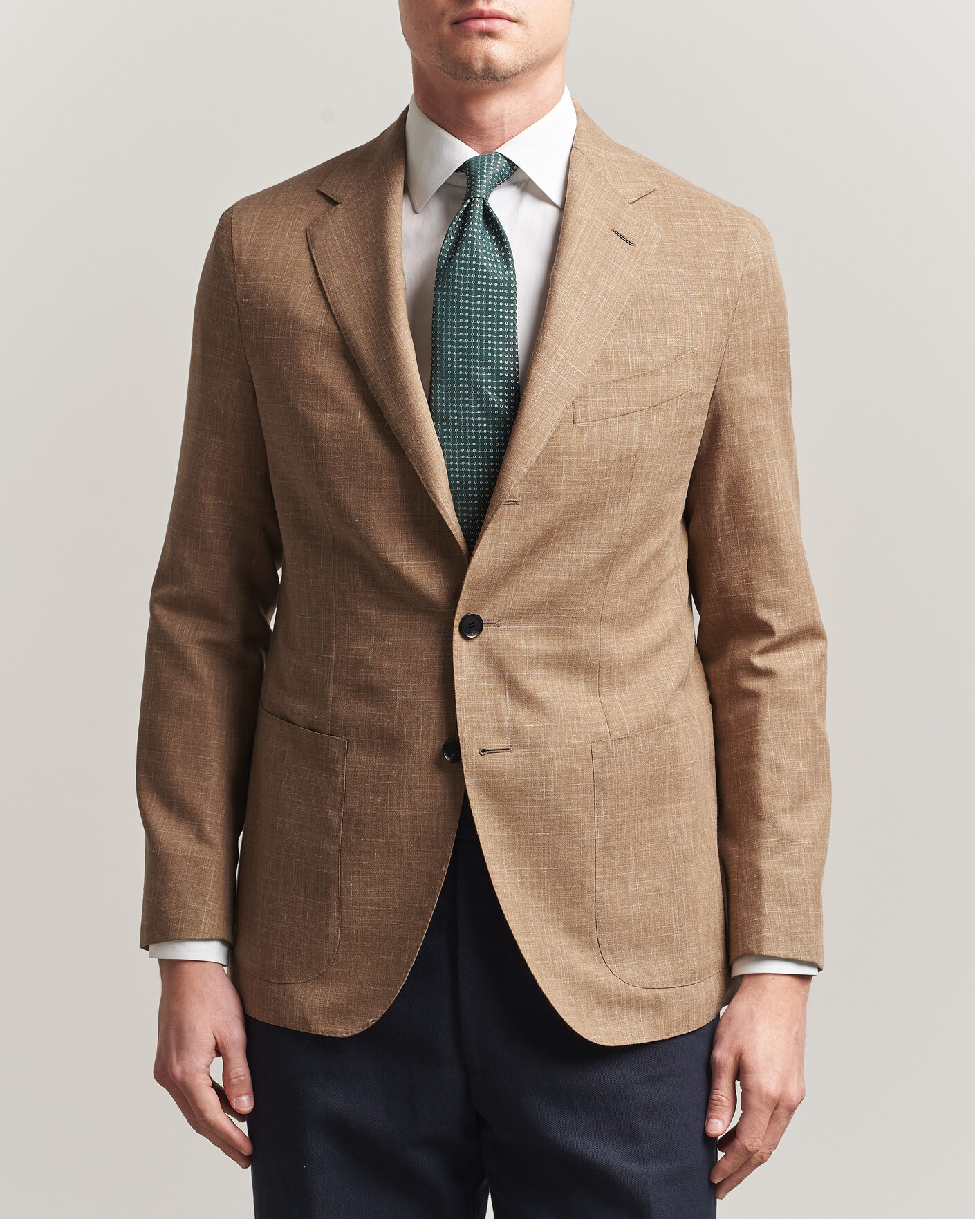 Herr | Kavajer | Caruso | Aida Wool/Silk Blazer Brown
