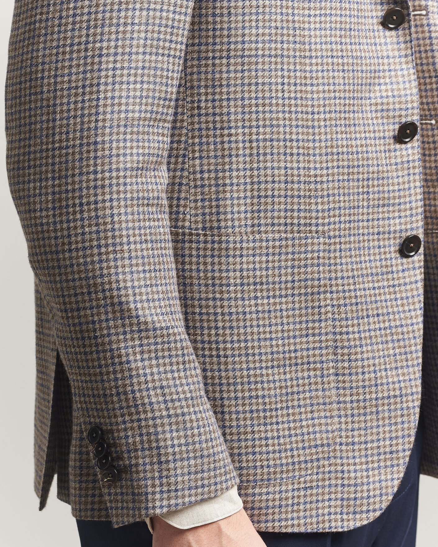 Herr | Kavajer | Caruso | Aida Linen/Wool Blazer Navy/Grey Check