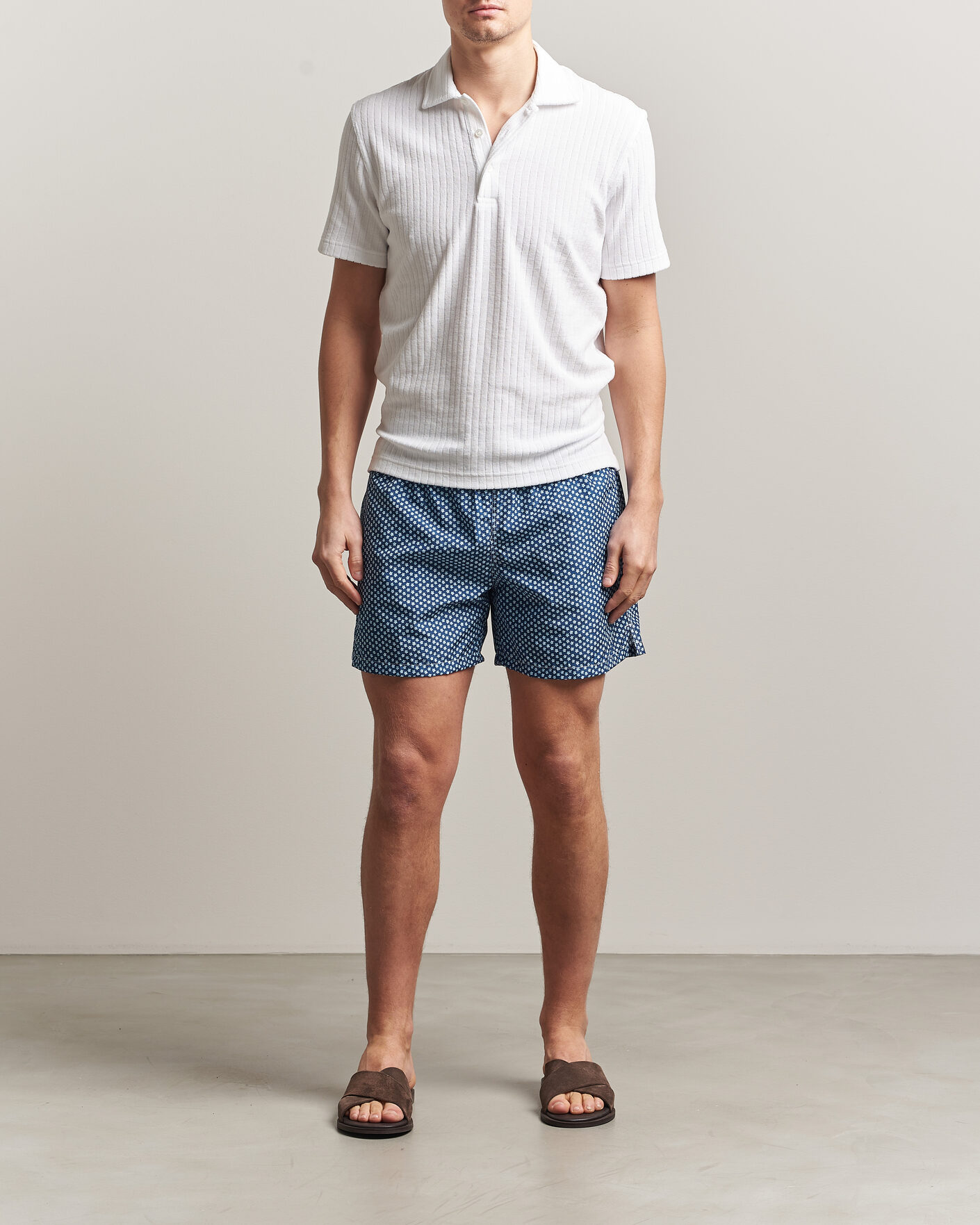 Herr | Badbyxor | Fedeli | Madeira Swim Trunk Blue Flowers