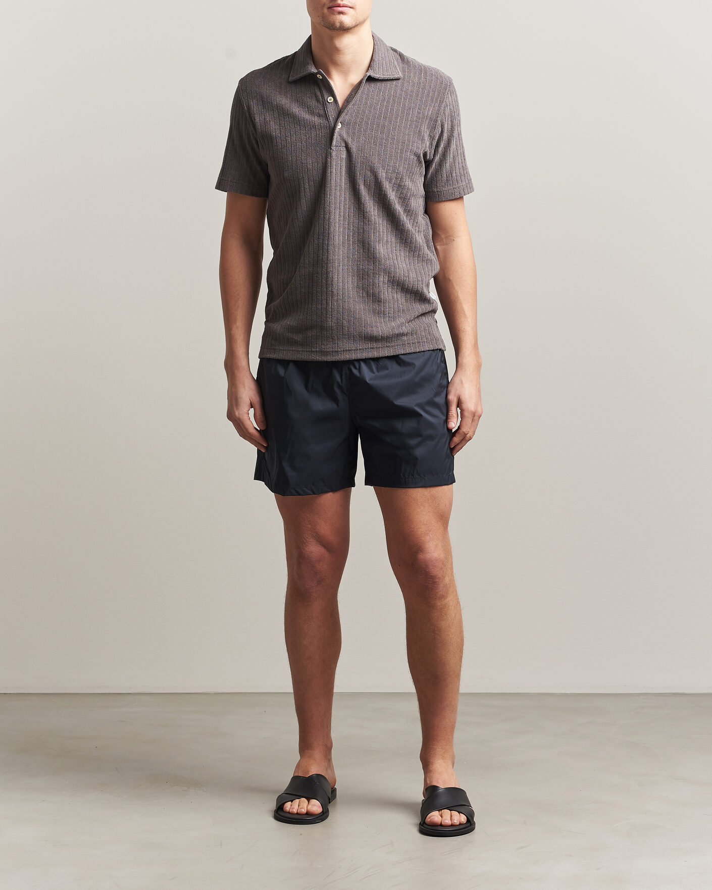 Herr | Pikéer | Fedeli | Rib Terry Polo Taupe