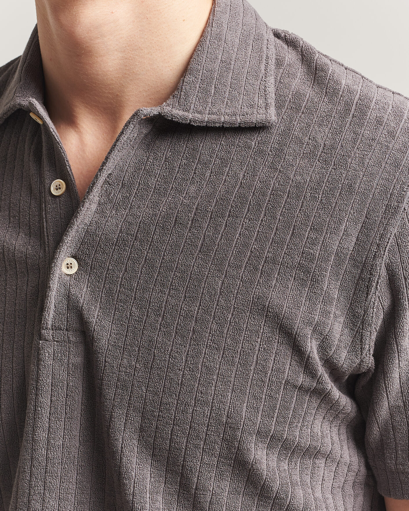 Herr | Pikéer | Fedeli | Rib Terry Polo Taupe