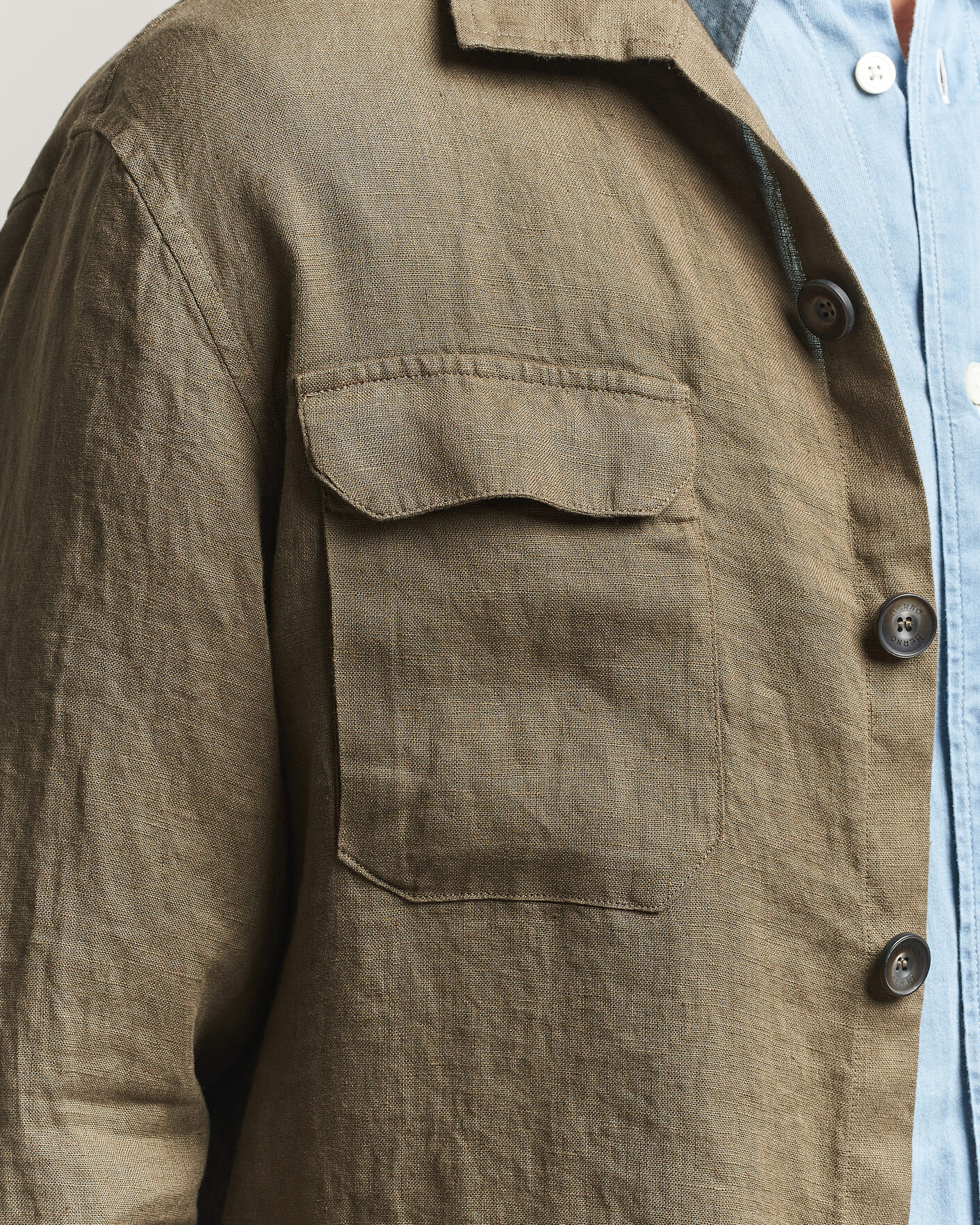 Herr | Jackor | Herno | Linen Safari Jacket Military