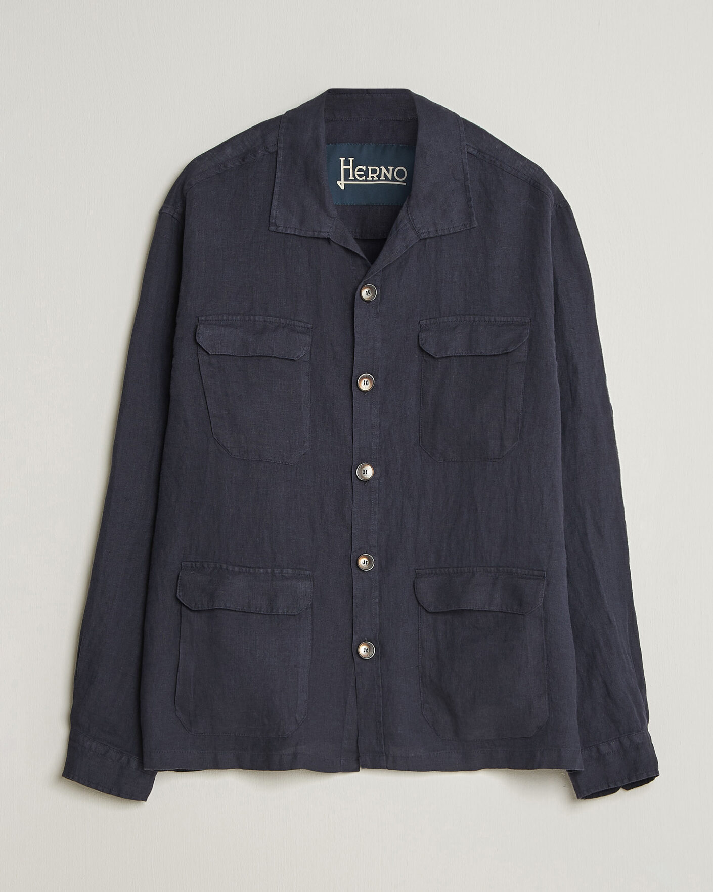 Herr | Jackor | Herno | Linen Safari Jacket Navy