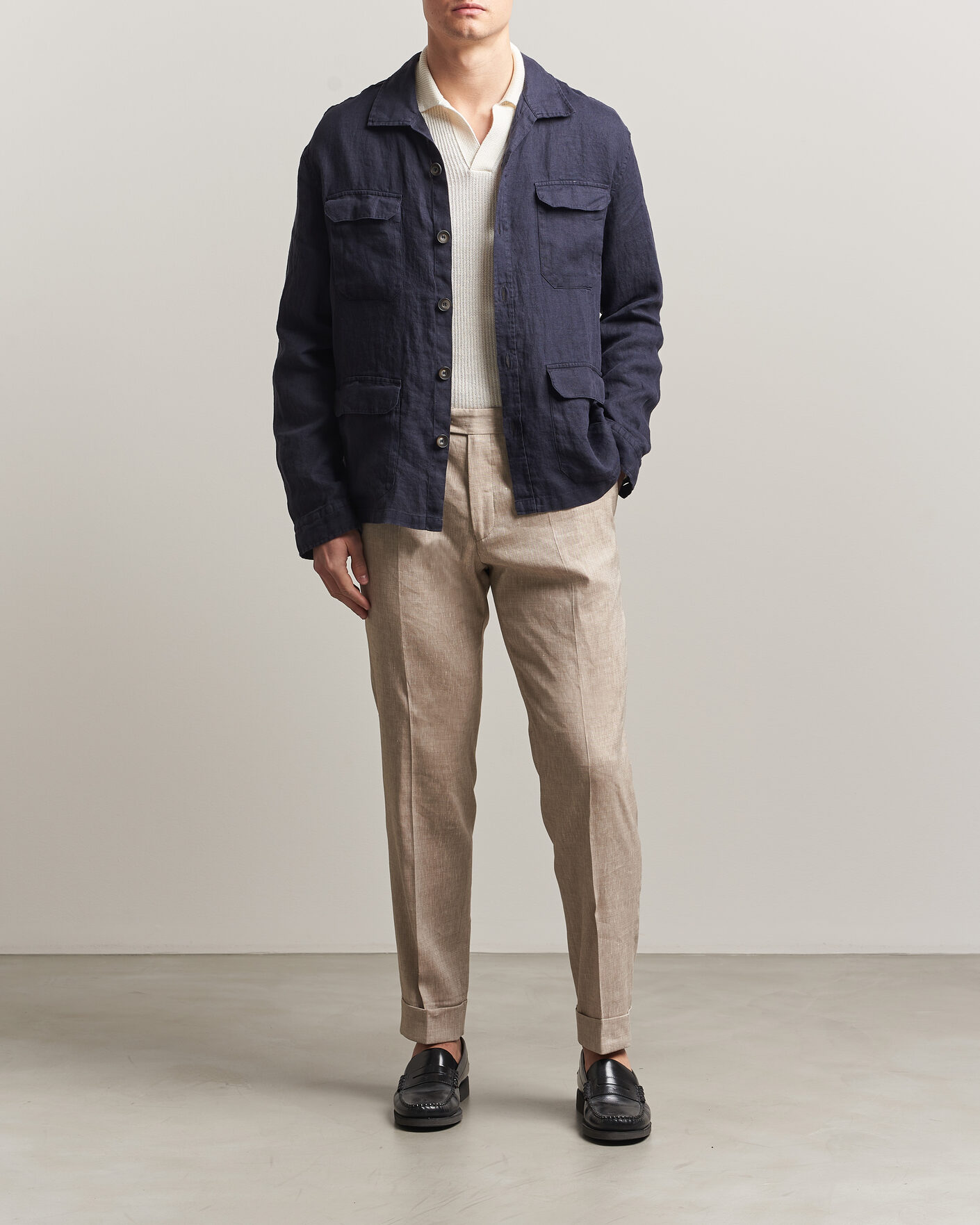 Herr | Jackor | Herno | Linen Safari Jacket Navy