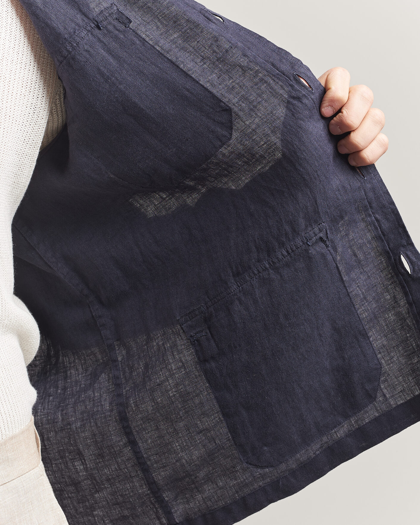Herr | Jackor | Herno | Linen Safari Jacket Navy